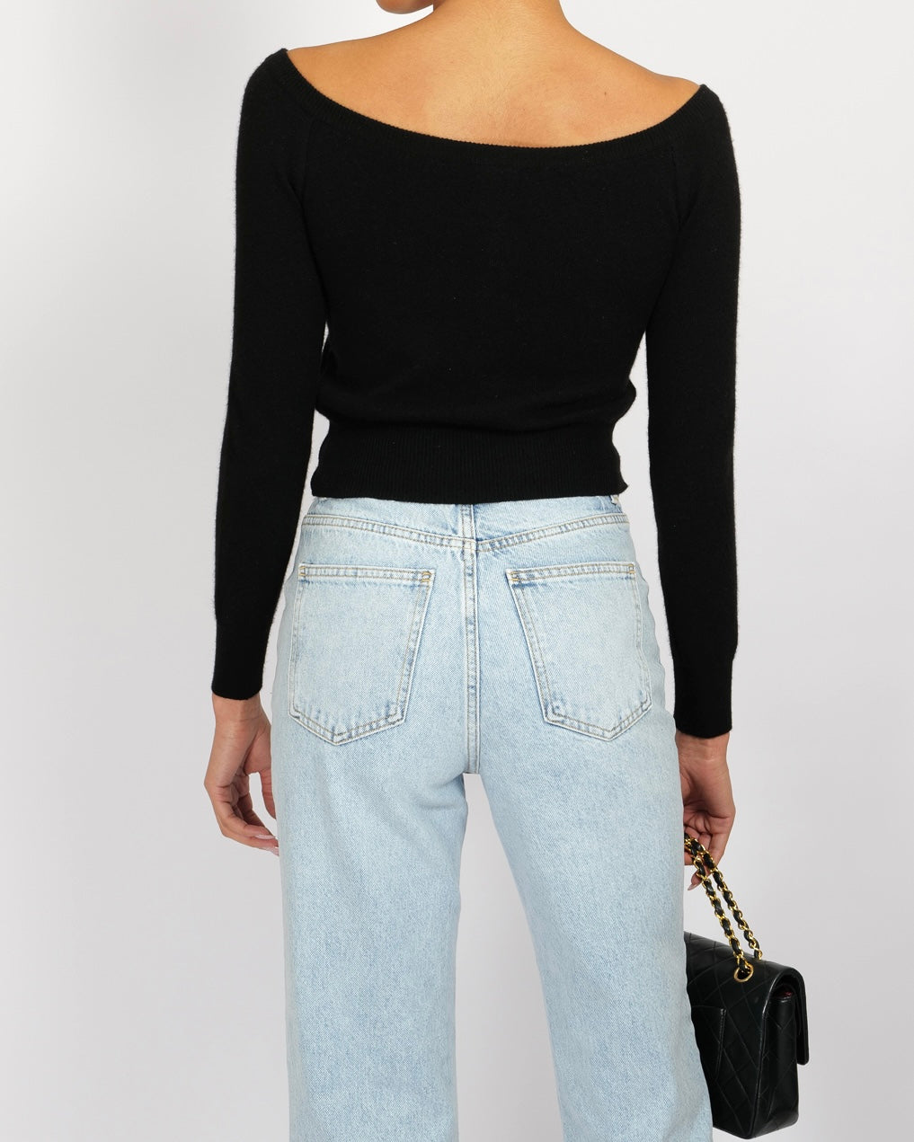 Chanel   95A Black Cashmere Cardigan with Black and White CC Logo Buttons Size FR 36 (UK 8)