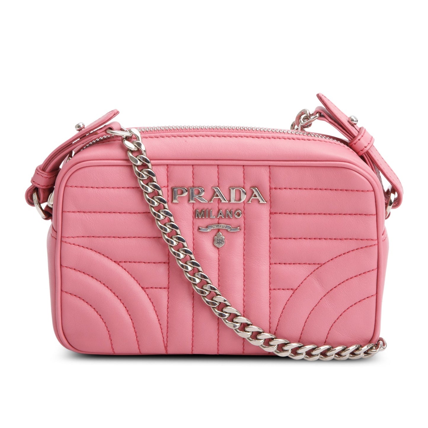 Prada Soft Calfskin Diagramme Camera Bag Pink Travel Bag