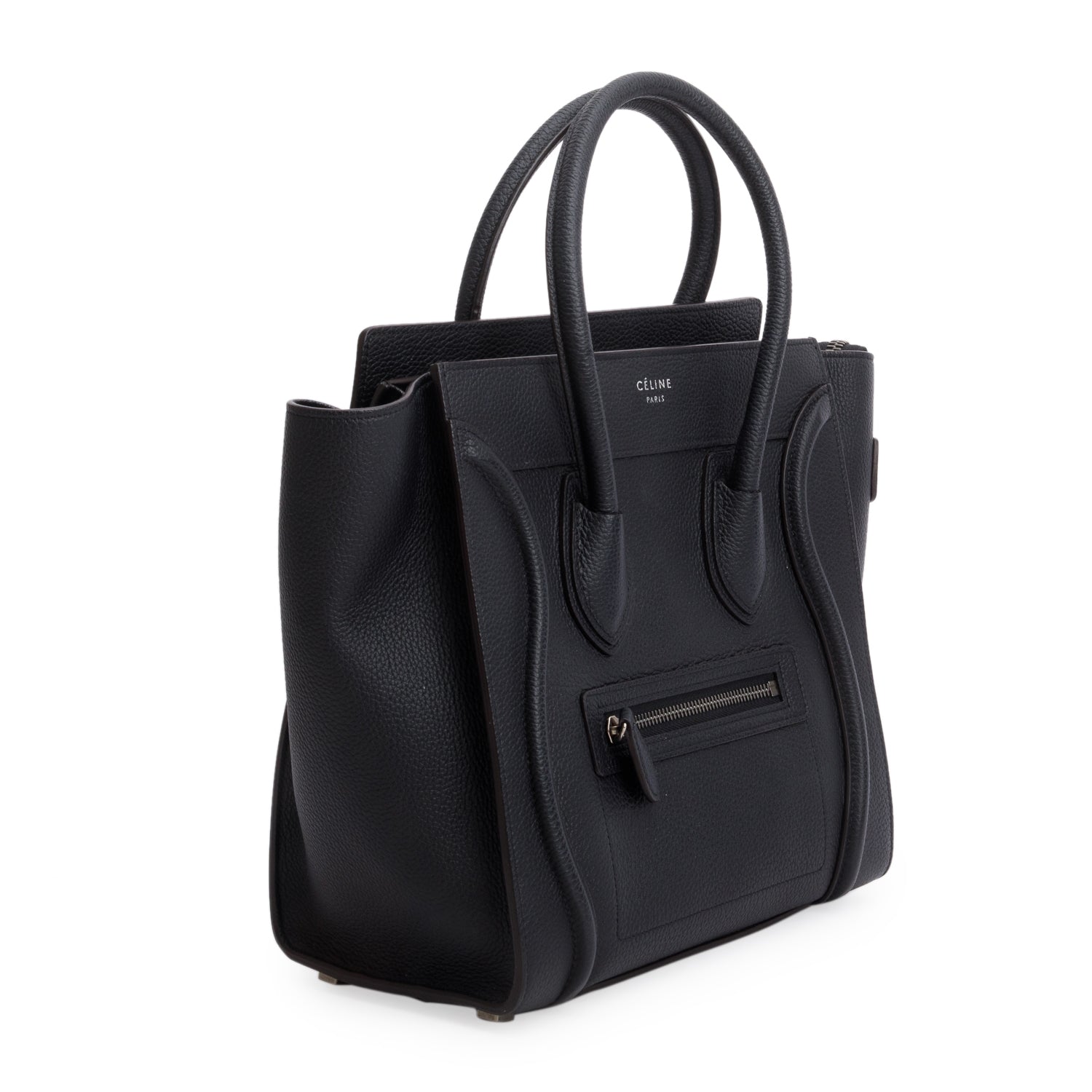Celine Calfskin Micro Luggage Tote Handbag Leather Black Tote Bag