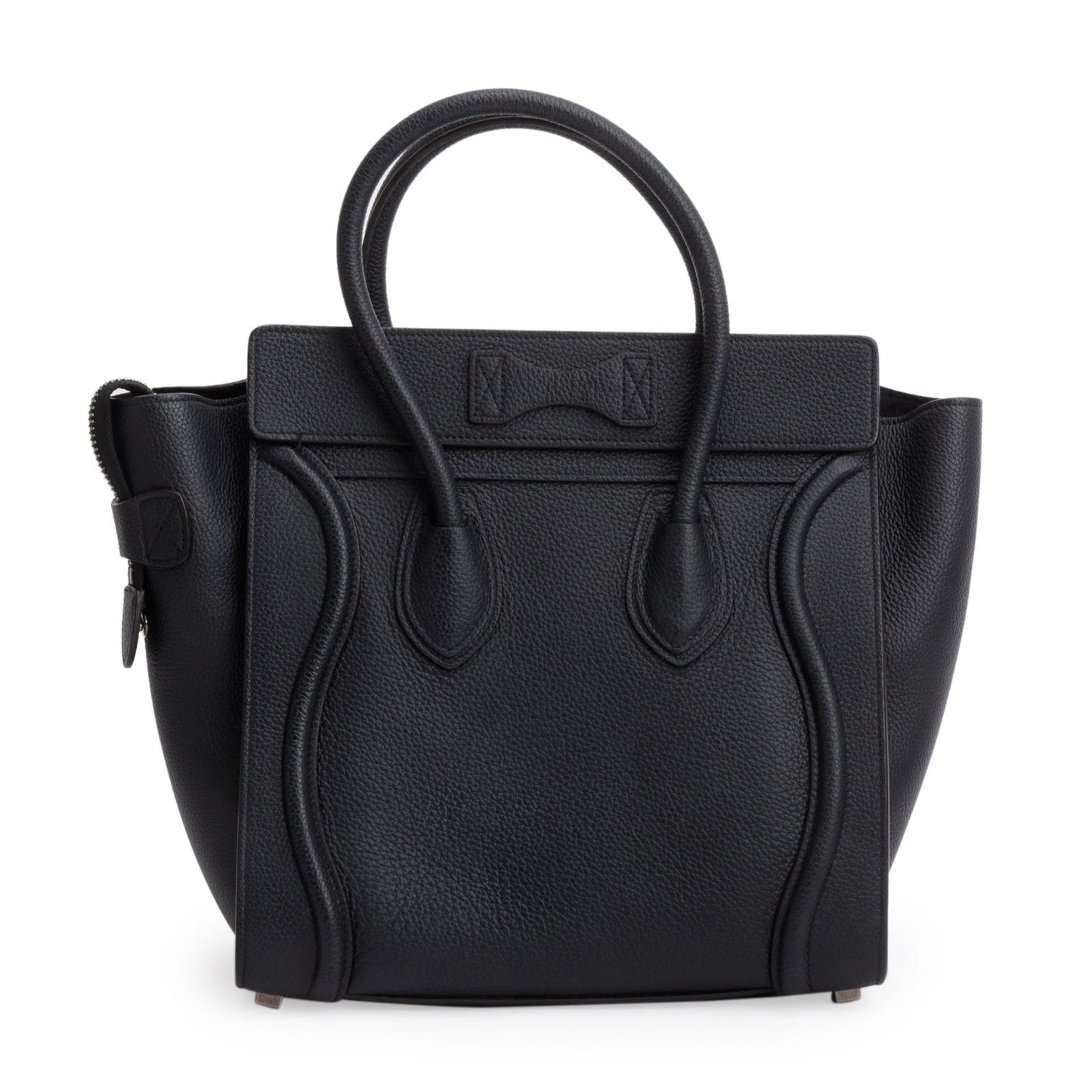 Celine Calfskin Micro Luggage Tote Handbag Leather Black Tote Bag