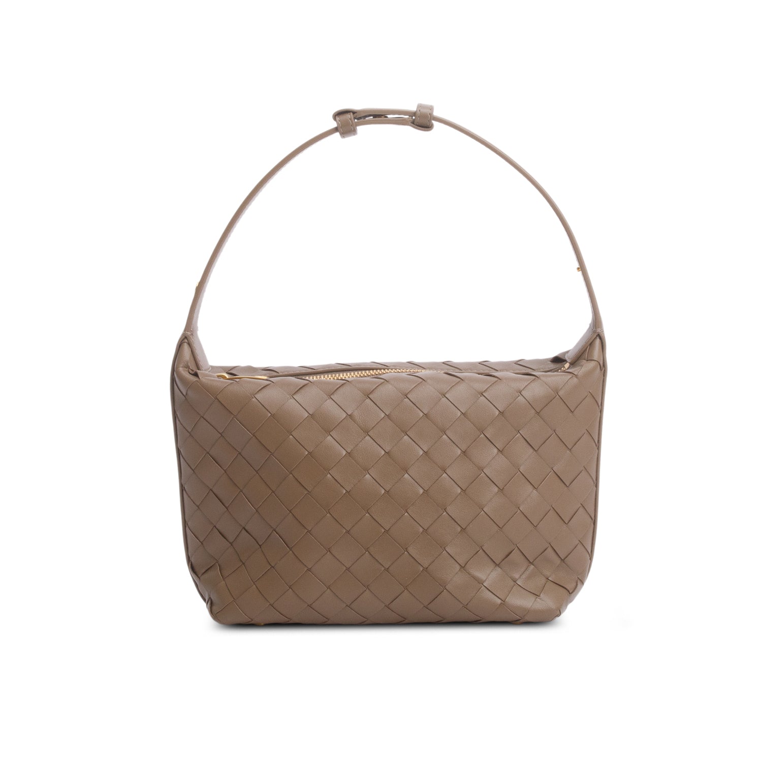 Bottega Veneta Calfskin Nappa Intrecciato Wallace Travel Bag Brown Mini