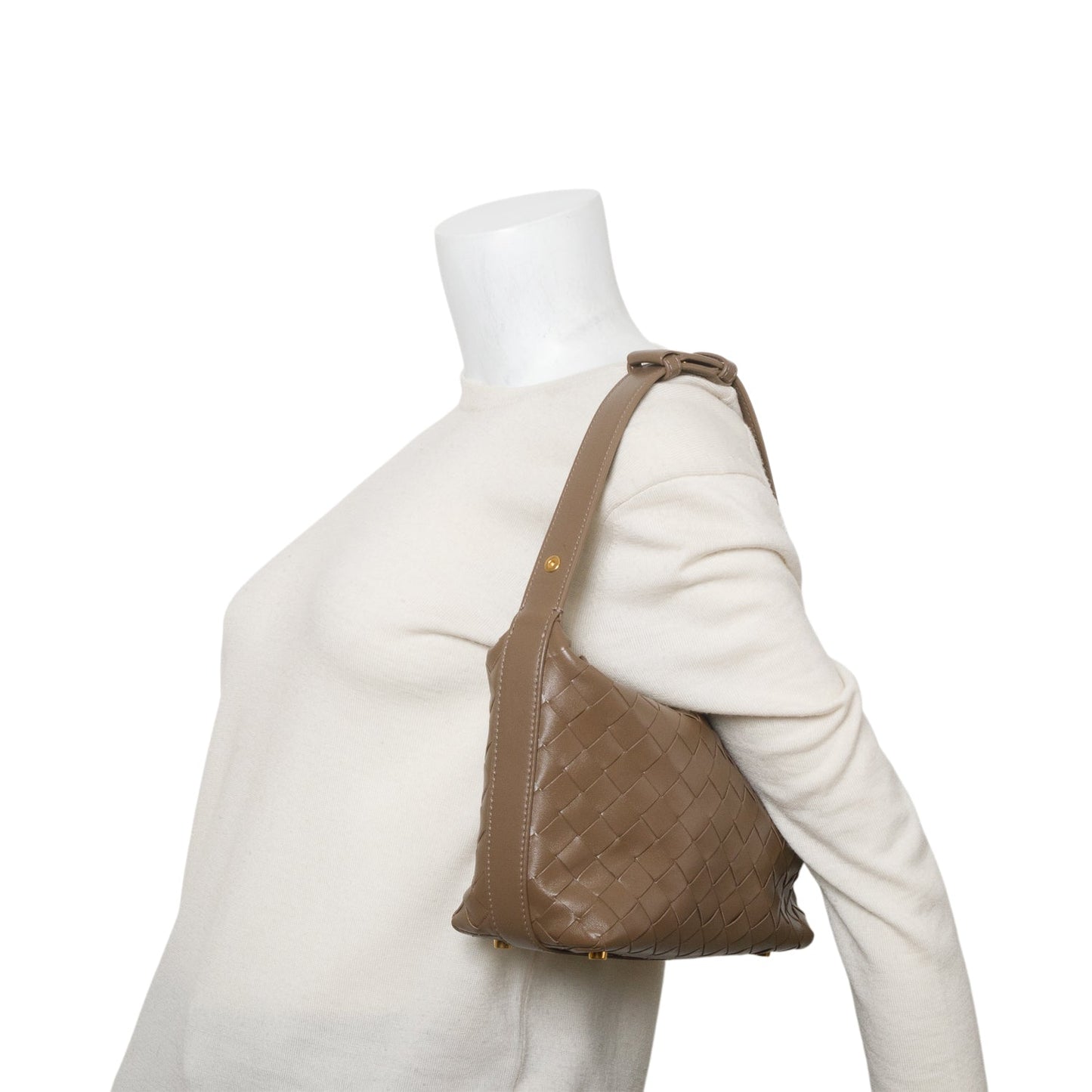 Bottega Veneta Calfskin Nappa Intrecciato Wallace Travel Bag Brown Mini