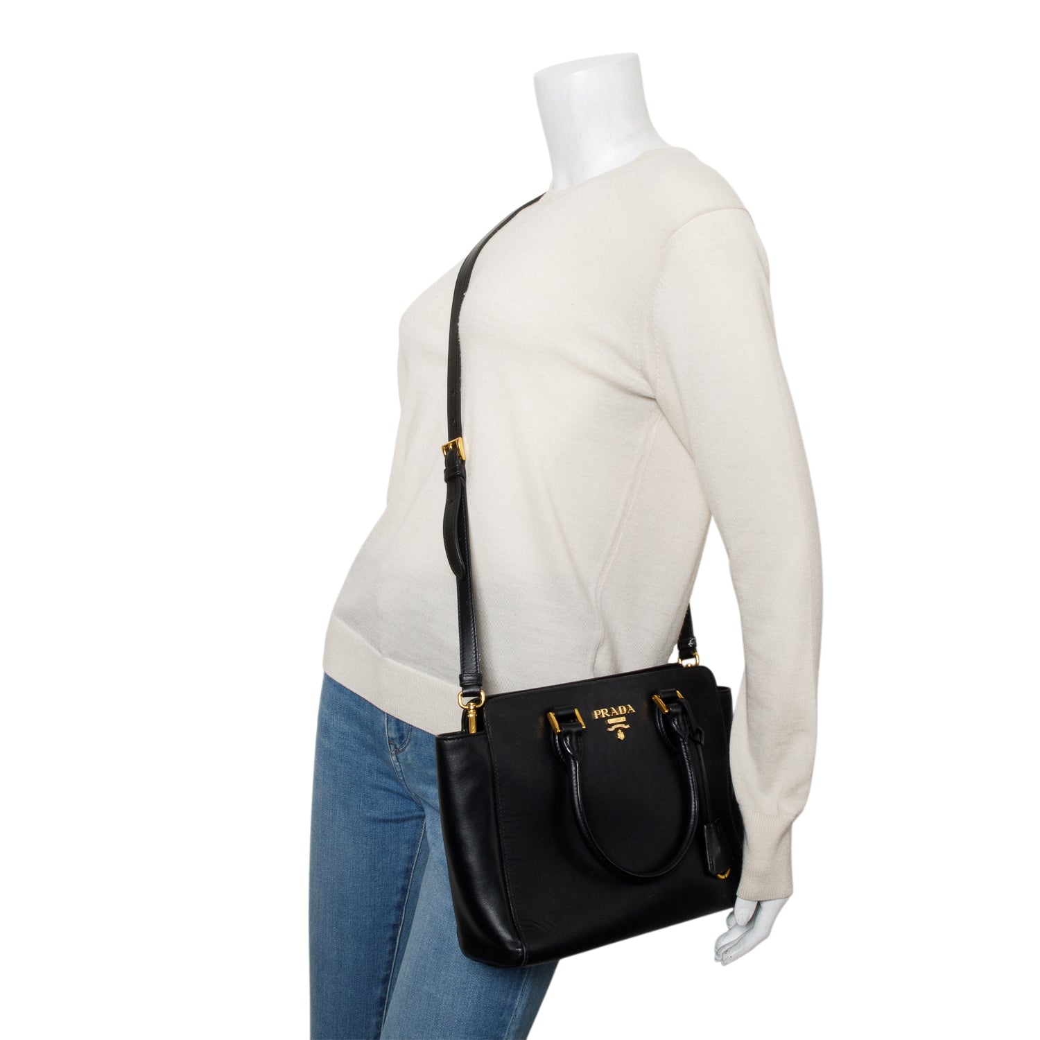 Prada Saffiano Soft Calf Tote Handbag Leather Black Tote Bag Tote Handbag