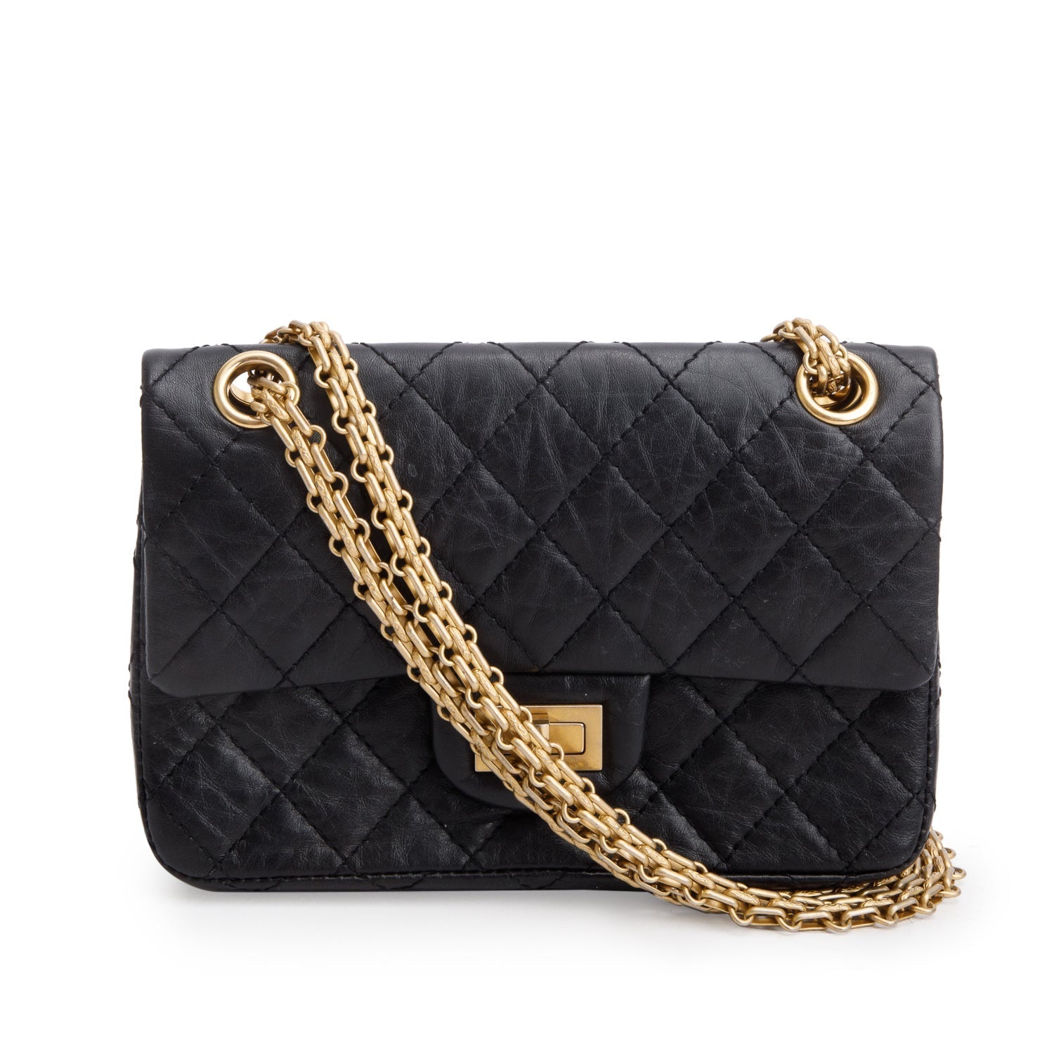 Chanel Quilted Aged 2.55 Reissue Flap Leather Calfskin Black Travel Bag Authenticity Card