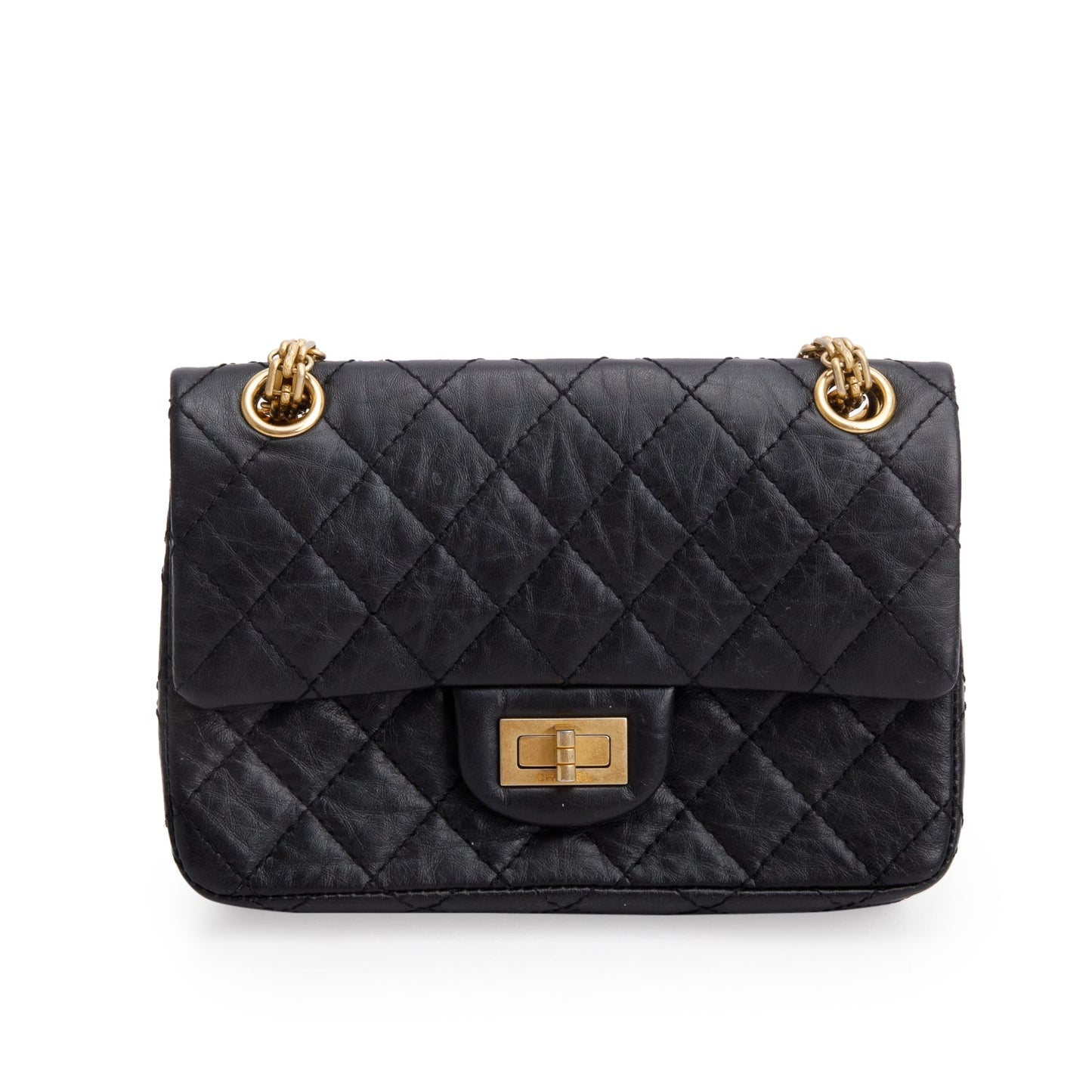 Chanel Quilted Aged 2.55 Reissue Flap Leather Calfskin Black Travel Bag Authenticity Card