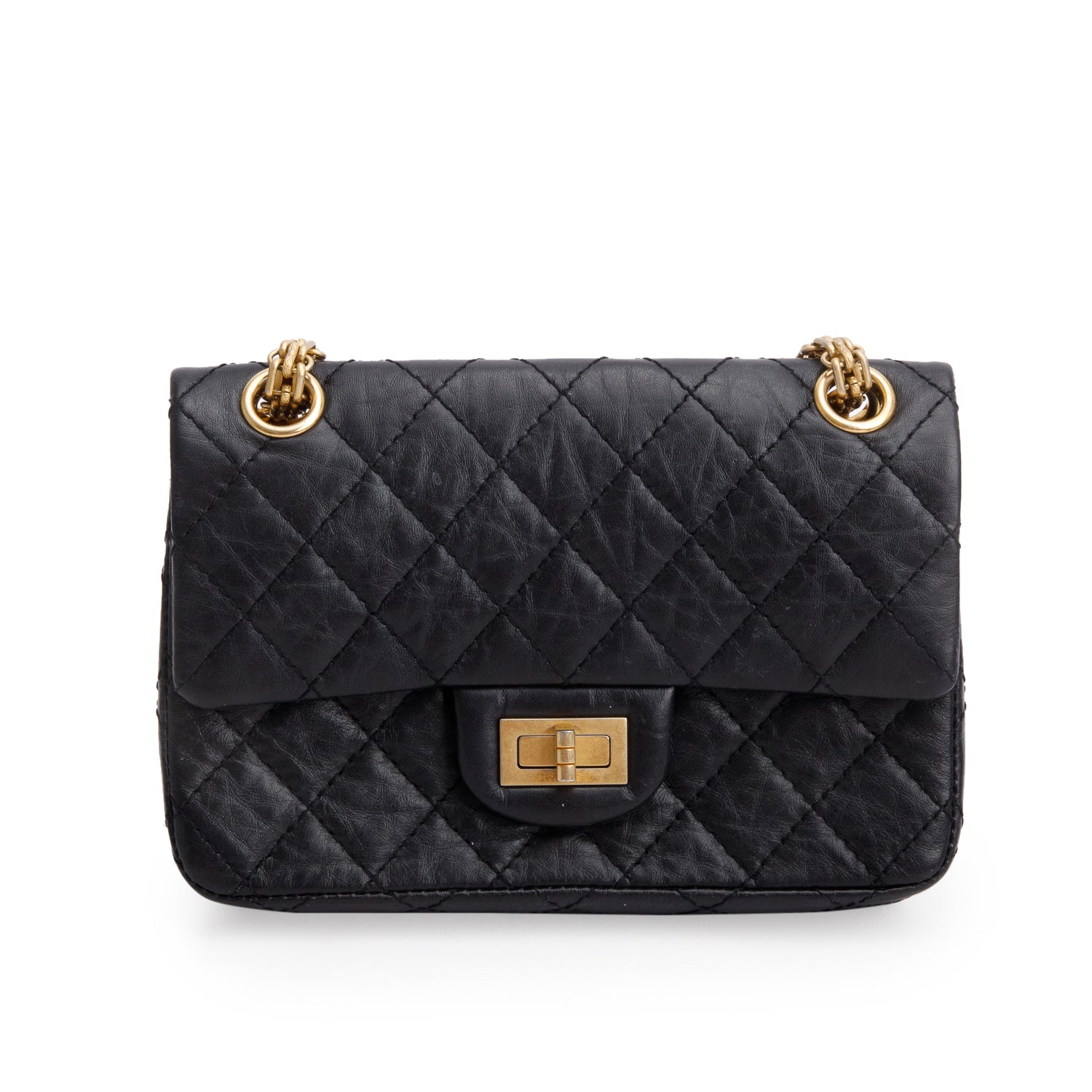Chanel Quilted Aged 2.55 Reissue Flap Leather Calfskin Black Travel Bag Authenticity Card