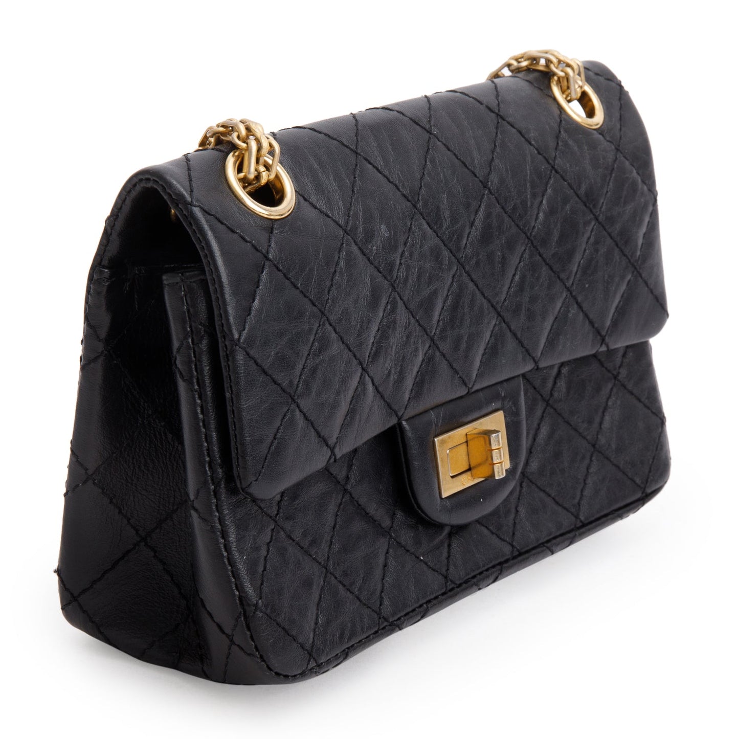 Chanel Quilted Aged 2.55 Reissue Flap Leather Calfskin Black Travel Bag Authenticity Card