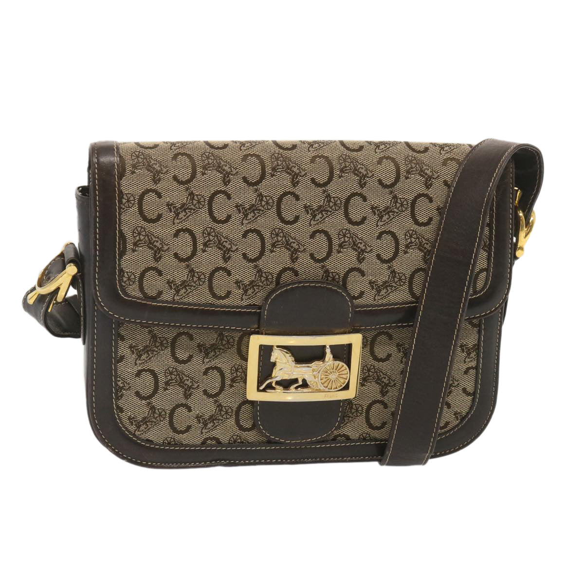 Luxury C Macadam Shoulder Bag Canvas Beige