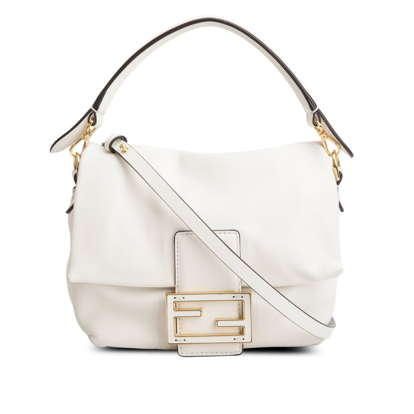 Fendi Nappa Mamma Baguette Leather Cream Travel Bag