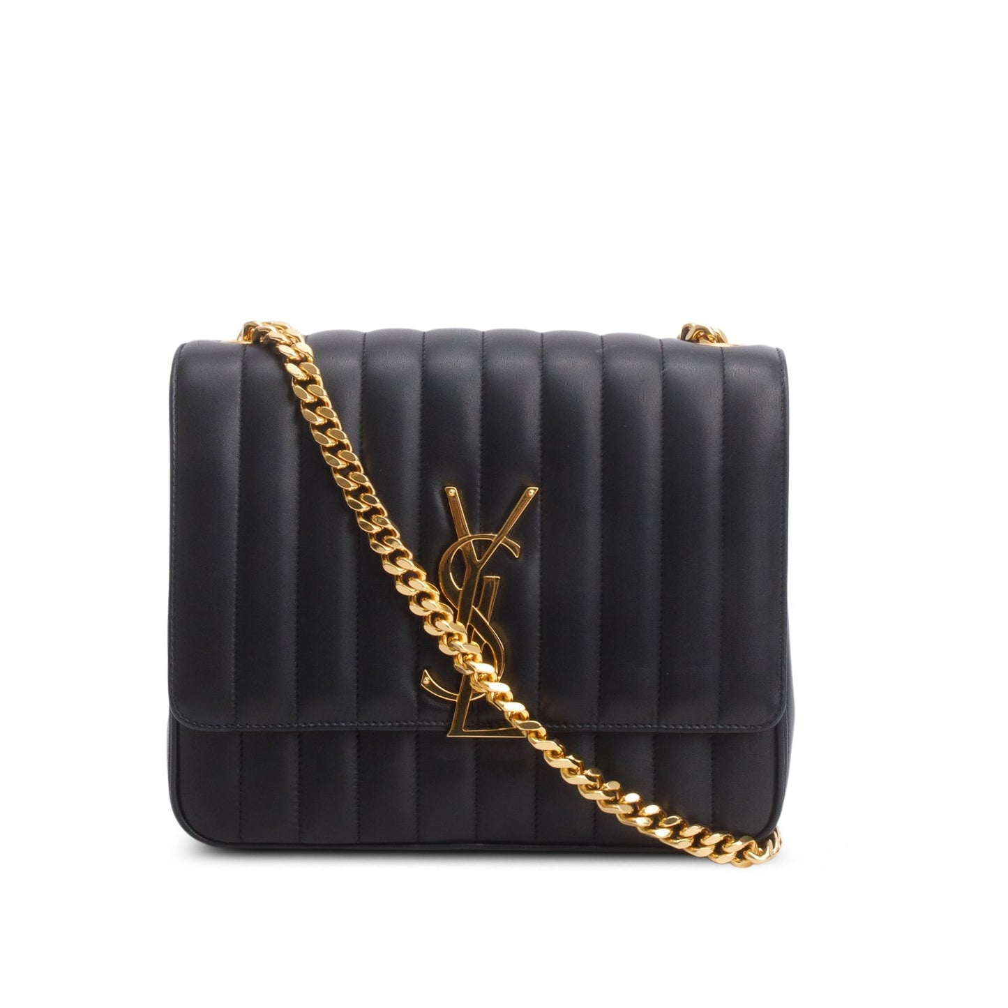 YSL Saint Laurent Lambskin Large Vicky Chain Bag Matelasse Monogram Travel Bag