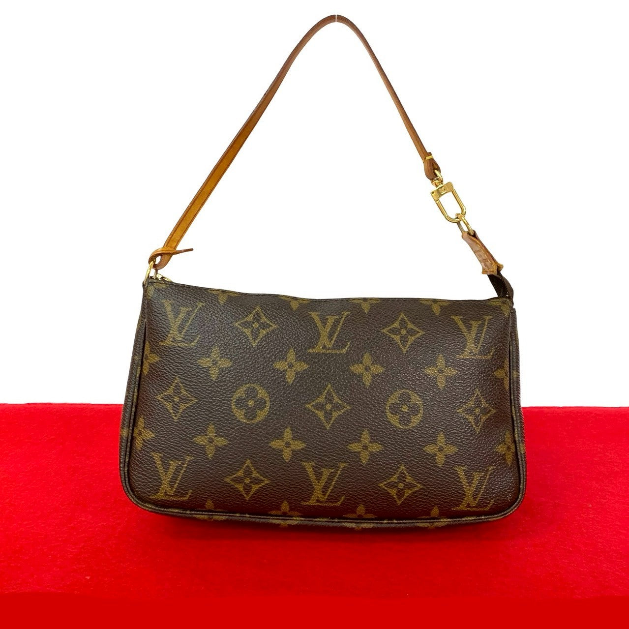 Louis Vuitton Pochette Accessoires Monogram Leather Brown Clutch Bag