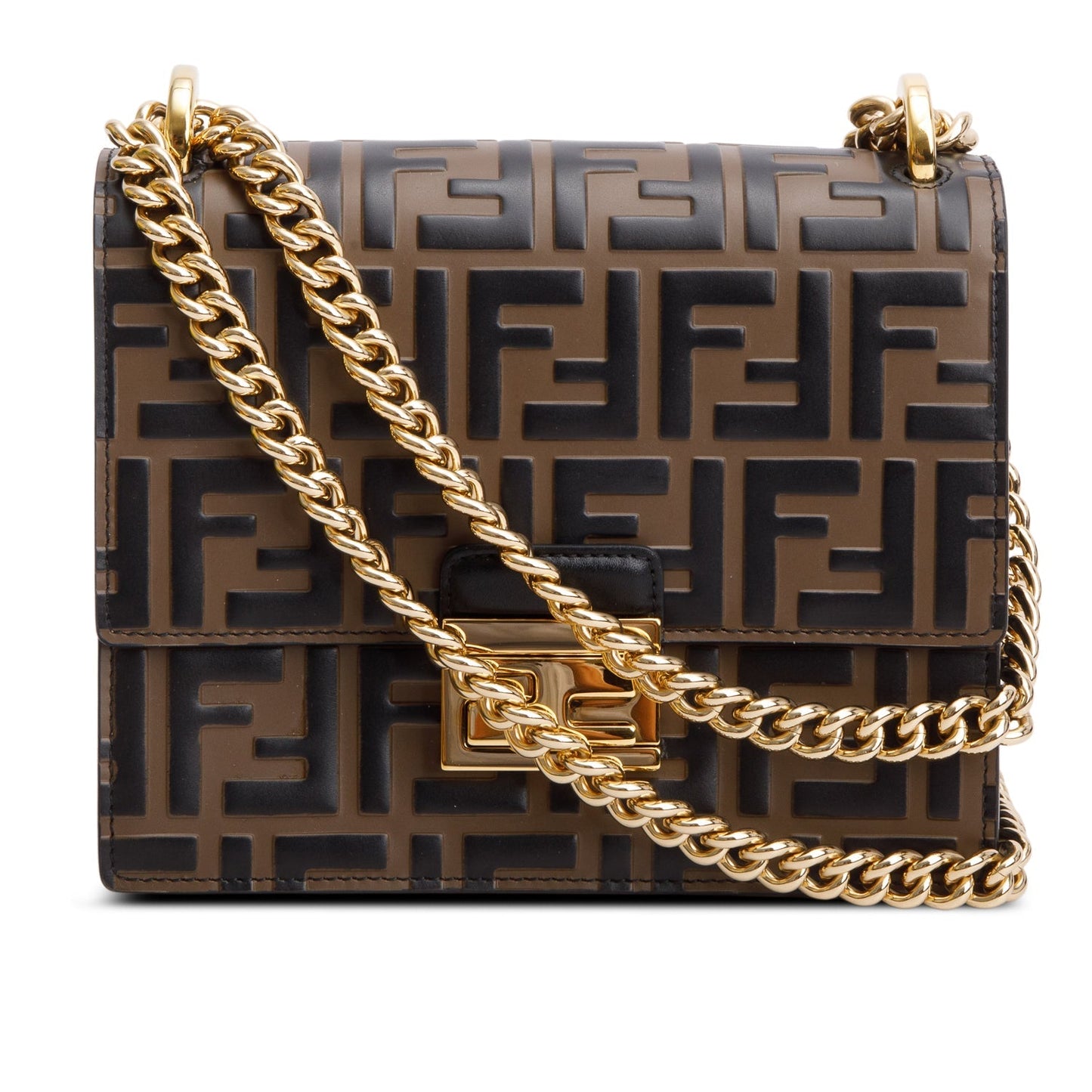 Fendi Vitello Liberty Bi Color Ff Embossed Kan Small Shoulder Bag