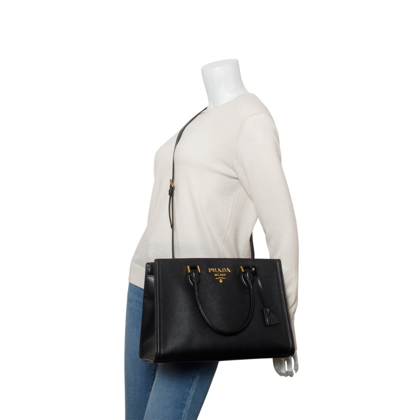 Prada Saffiano Soft Calfskin Tote Handbag Black Tote Bag