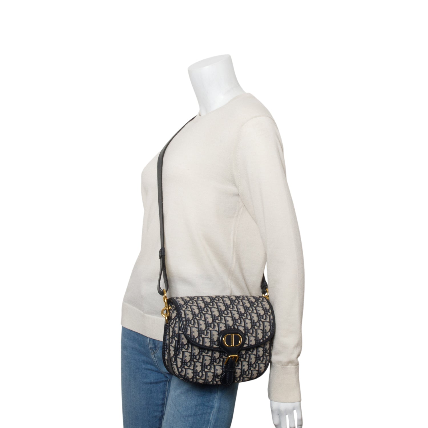 Dior Christian Oblique Jacquard Bobby Bag Blue Medium Travel Bag