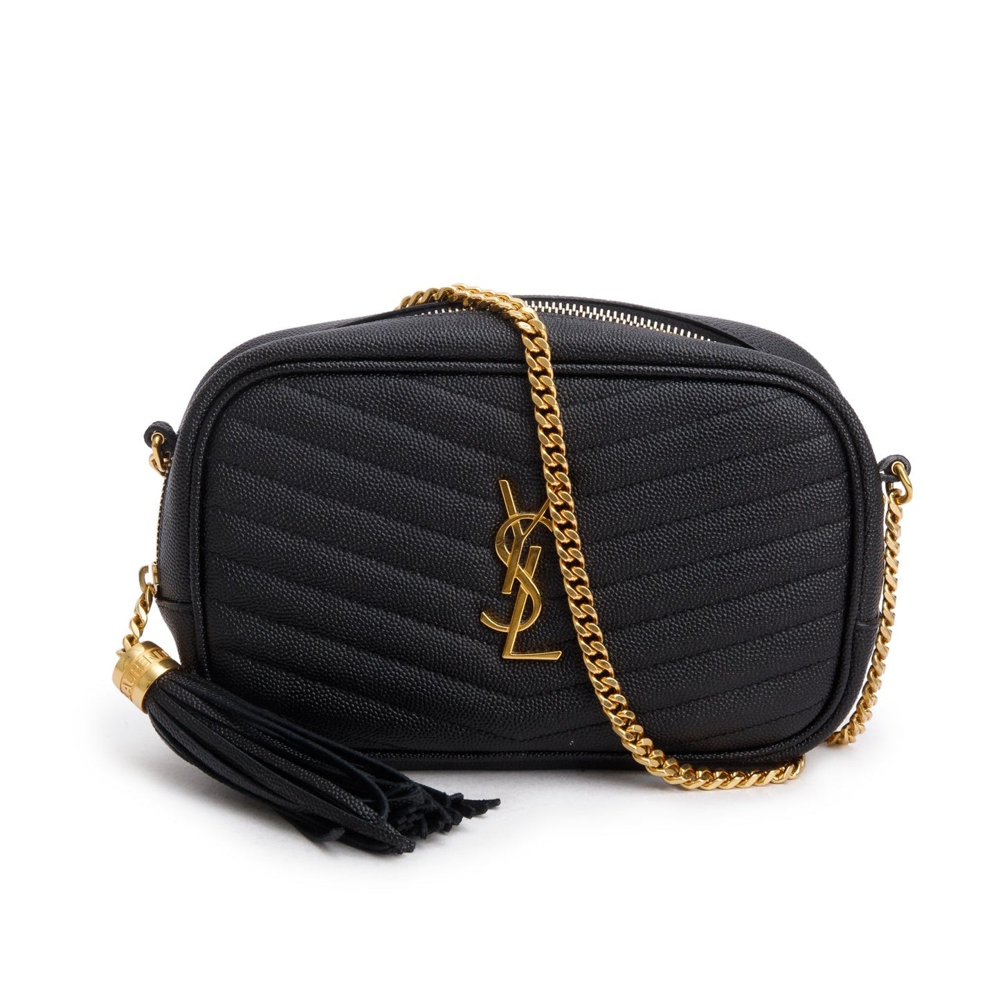 YSL Saint Laurent Black Calfskin Mini Lou Camera Bag Leather Quilted Crossbody Bag