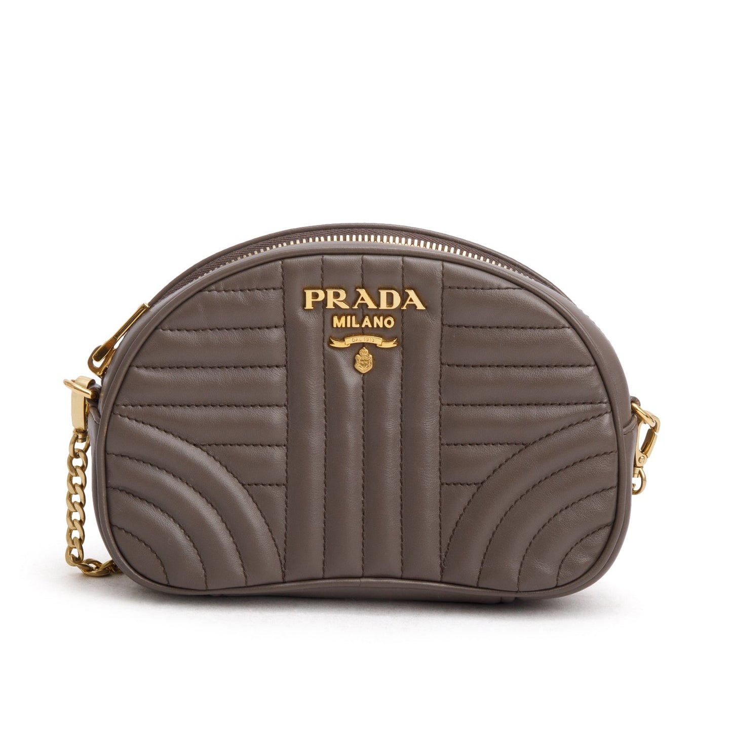 Prada Taupe Qilted Soft Calfskin Diagramme Camera Bag Travel Bag