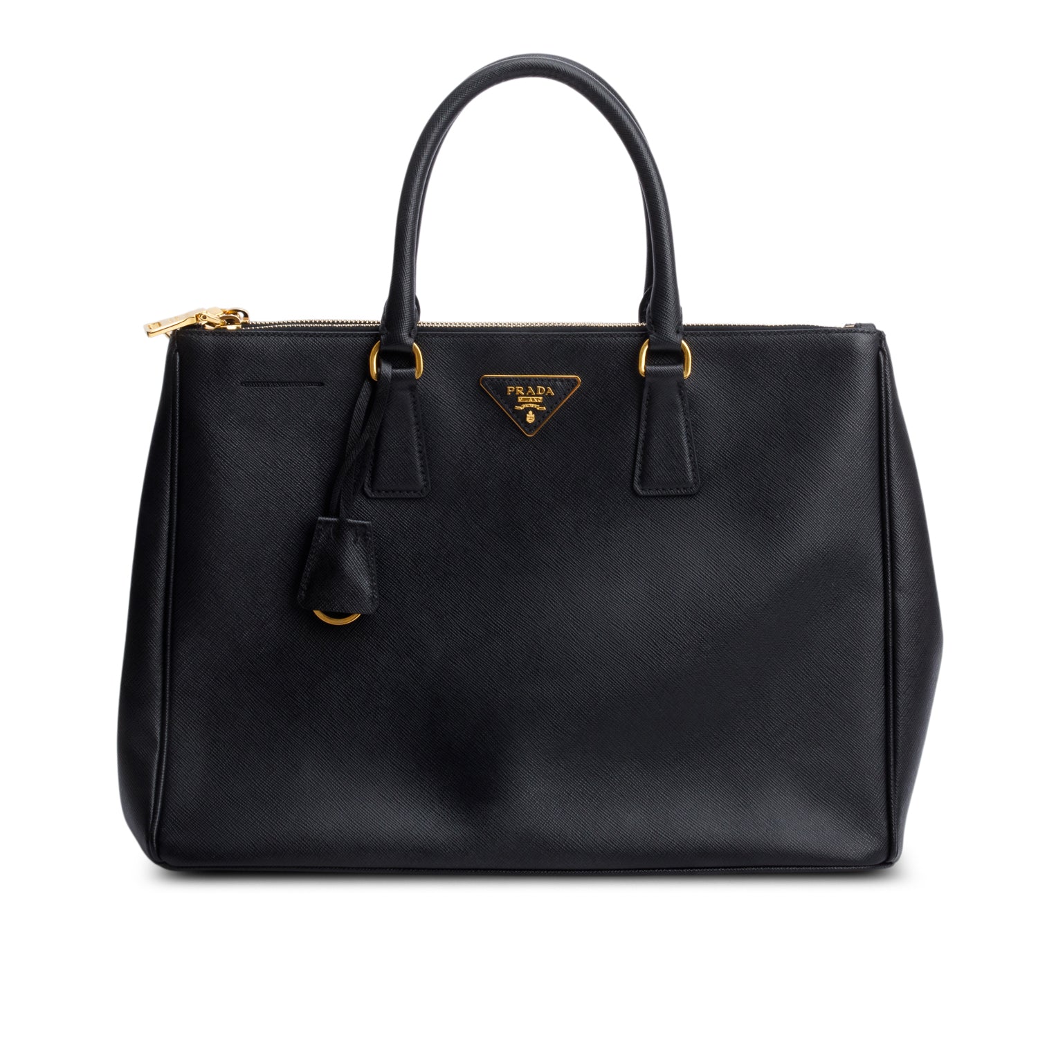 Prada Saffiano Lux Double Zip Galleria Tote Handbag Black Large Tote Bag Tote Handbag