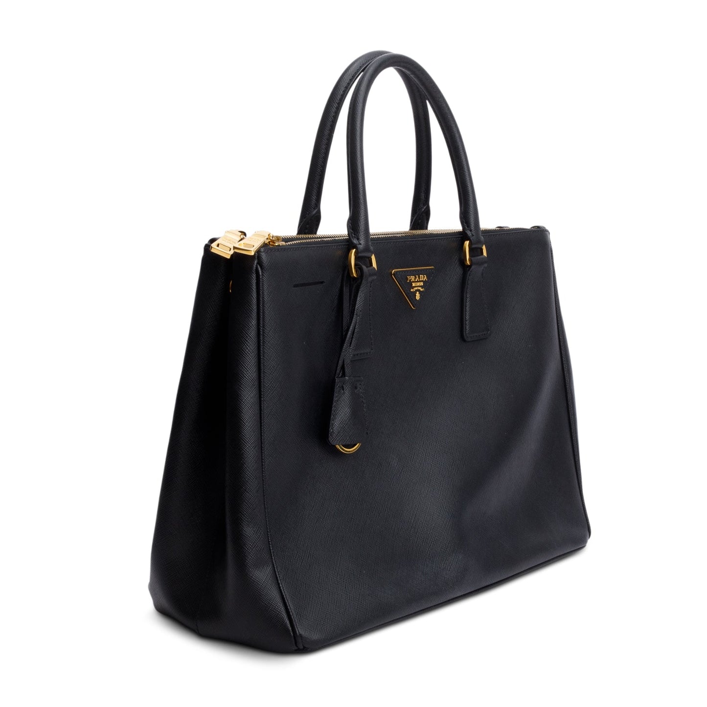 Prada Saffiano Lux Double Zip Galleria Tote Handbag Black Large Tote Bag Tote Handbag