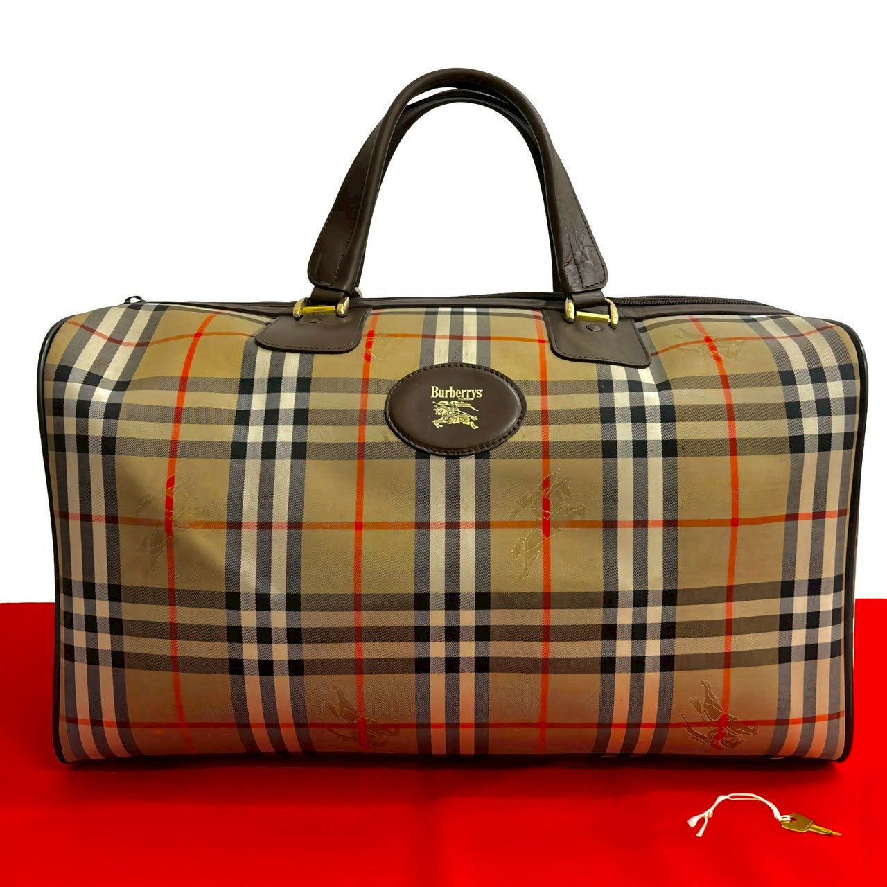 Burberry Boston Duffel Bag Canvas Brown Travel Bag