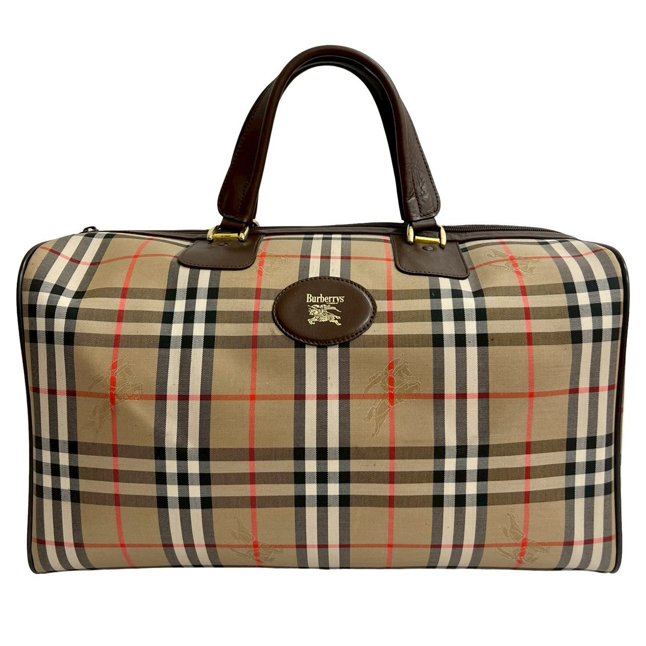 Burberry Boston Duffel Bag Canvas Brown Travel Bag