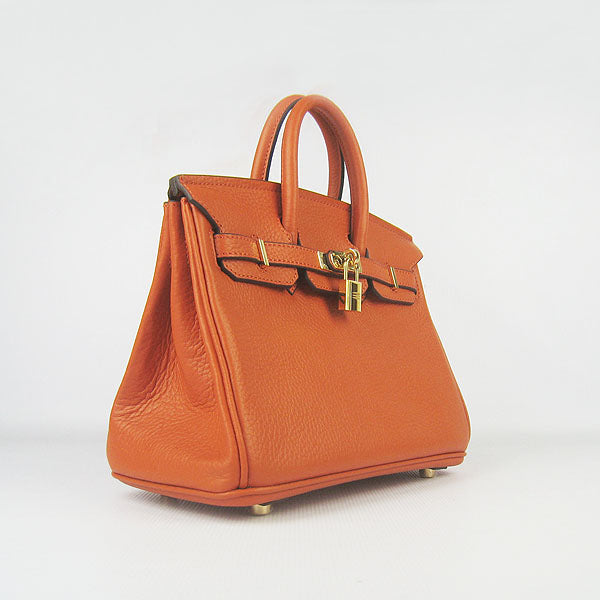 Hermes Luxury Birkin Cm Handbag Orange Golden Travel Bag