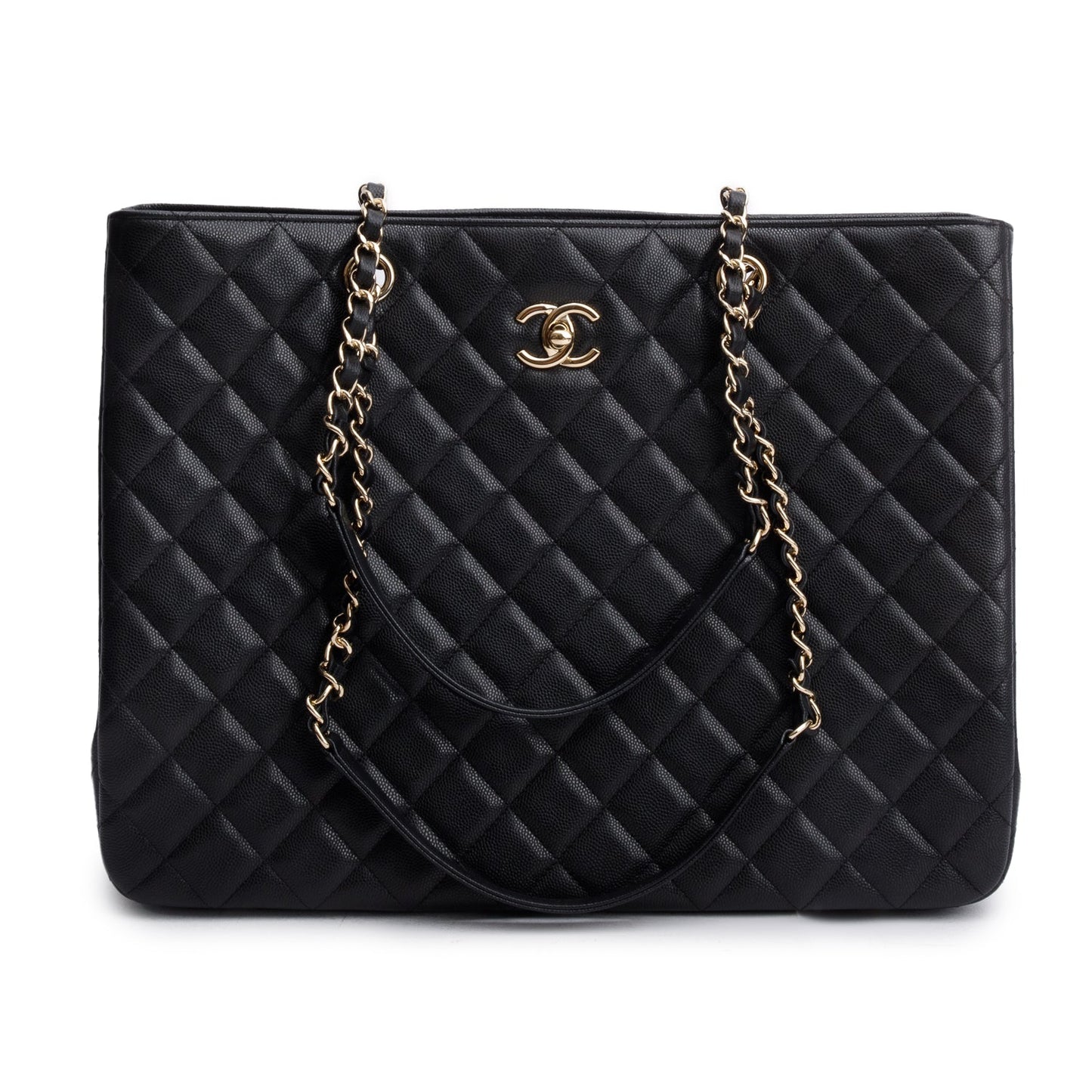 Chanel Caviar Quilted Classic Shopping Black Travel Bag Box Receipt