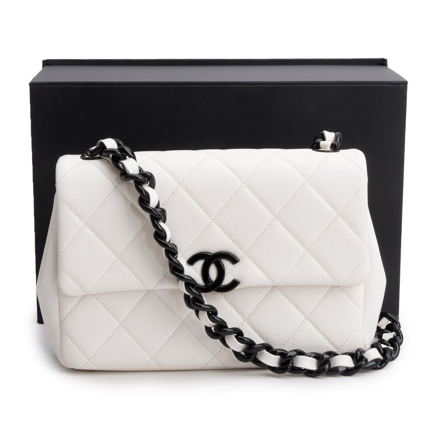 Chanel Caviar Quilted My Everything Flap White Travel Bag