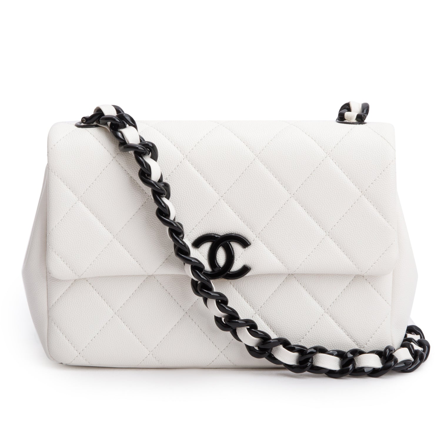 Chanel Caviar Quilted My Everything Flap White Travel Bag