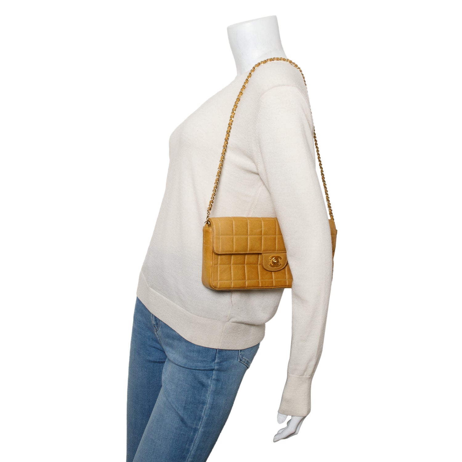 Chanel Tan Quilted East West Chocolate Lambskin Travel Bag