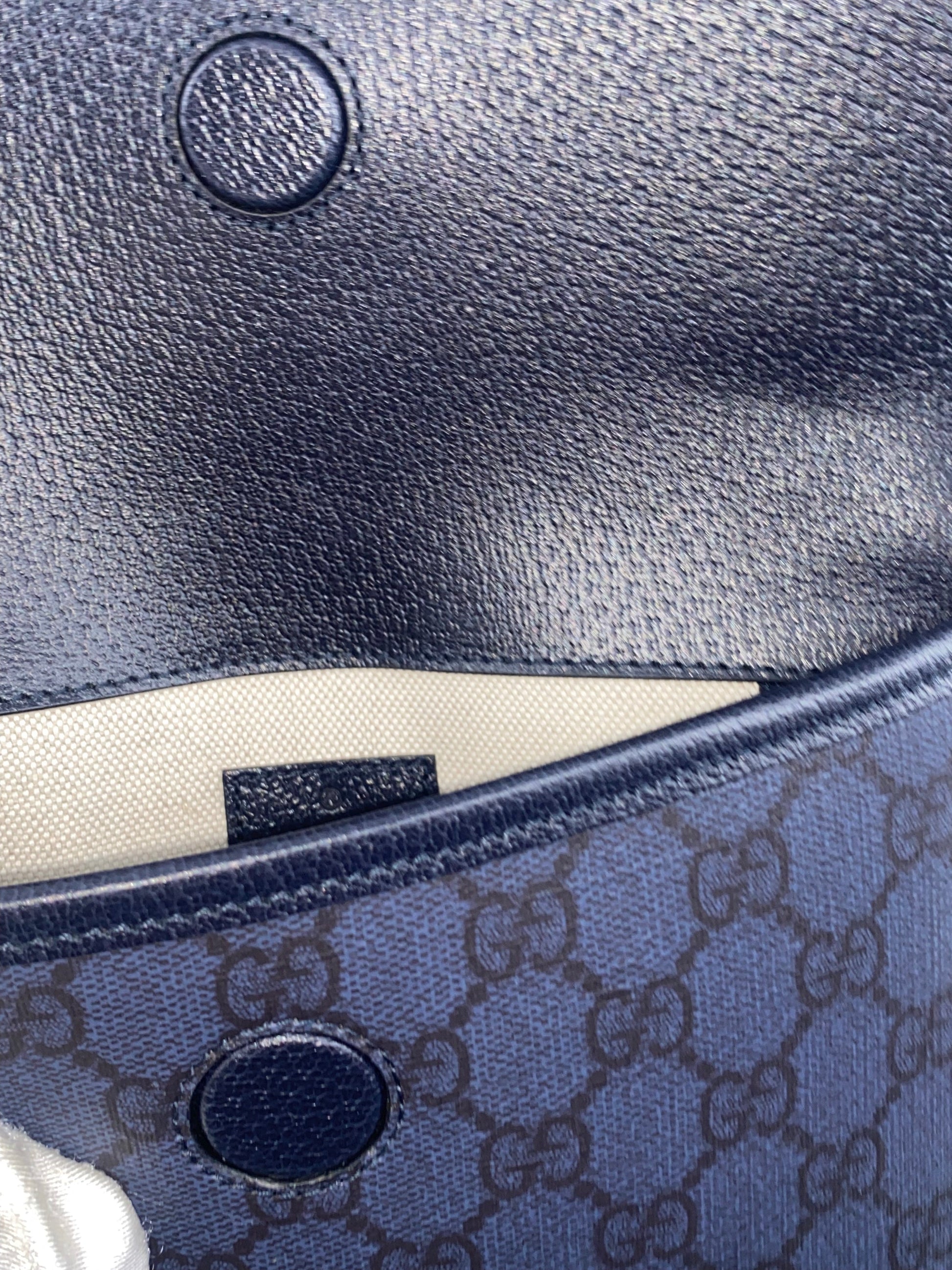 Gucci Flap Belt Bag Gg Canvas Navy Canvas Shoulder Bag Bag