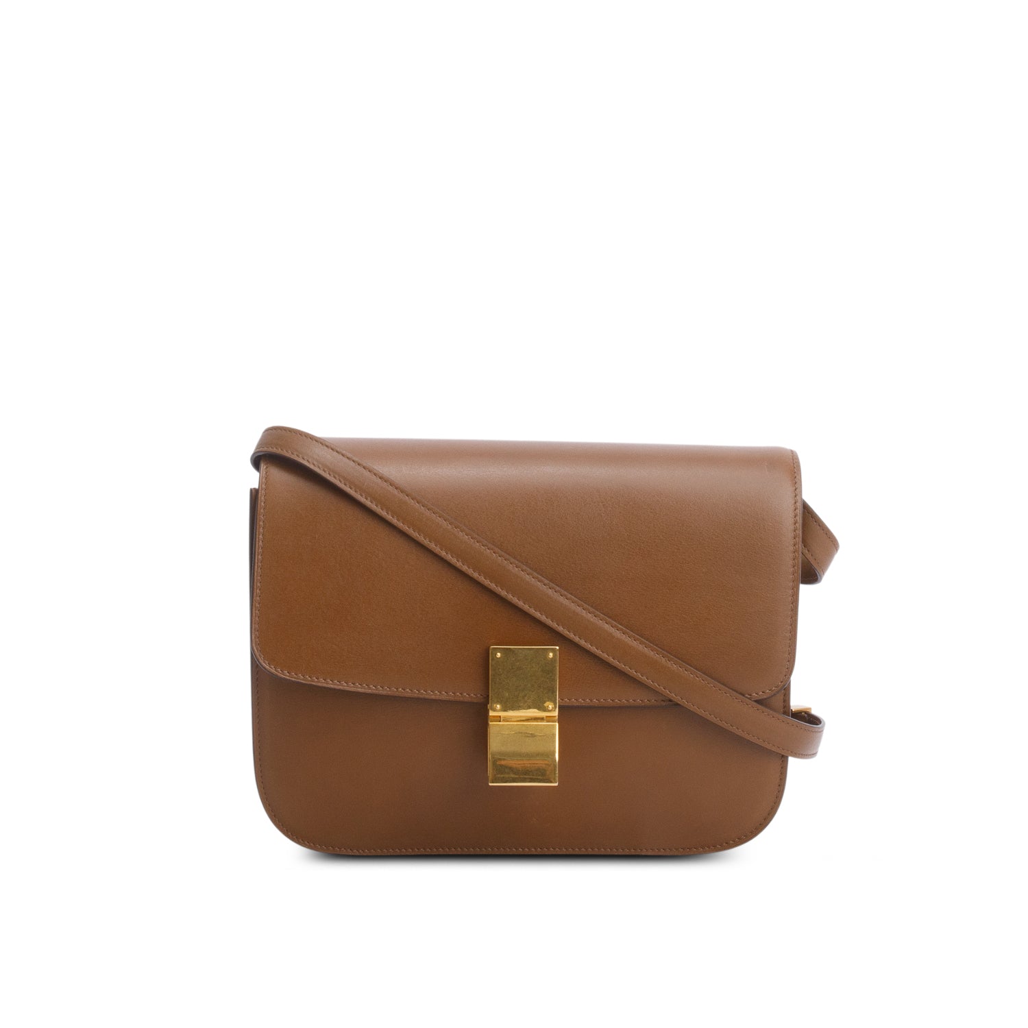 Celine Box Calfskin Classic Box Bag Brown Medium Travel Bag