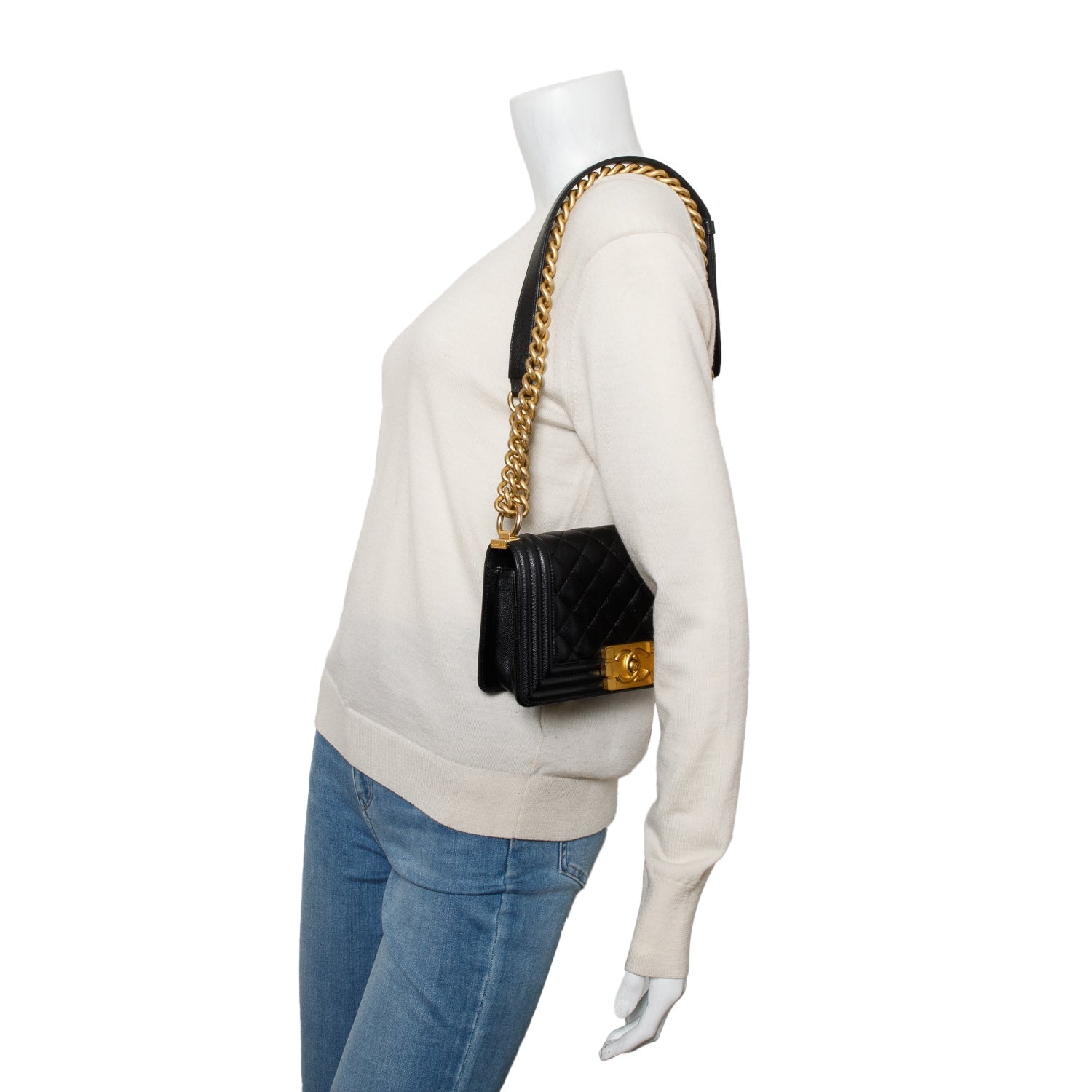 Chanel Caviar Boy Leather Black Travel Bag W Receipt