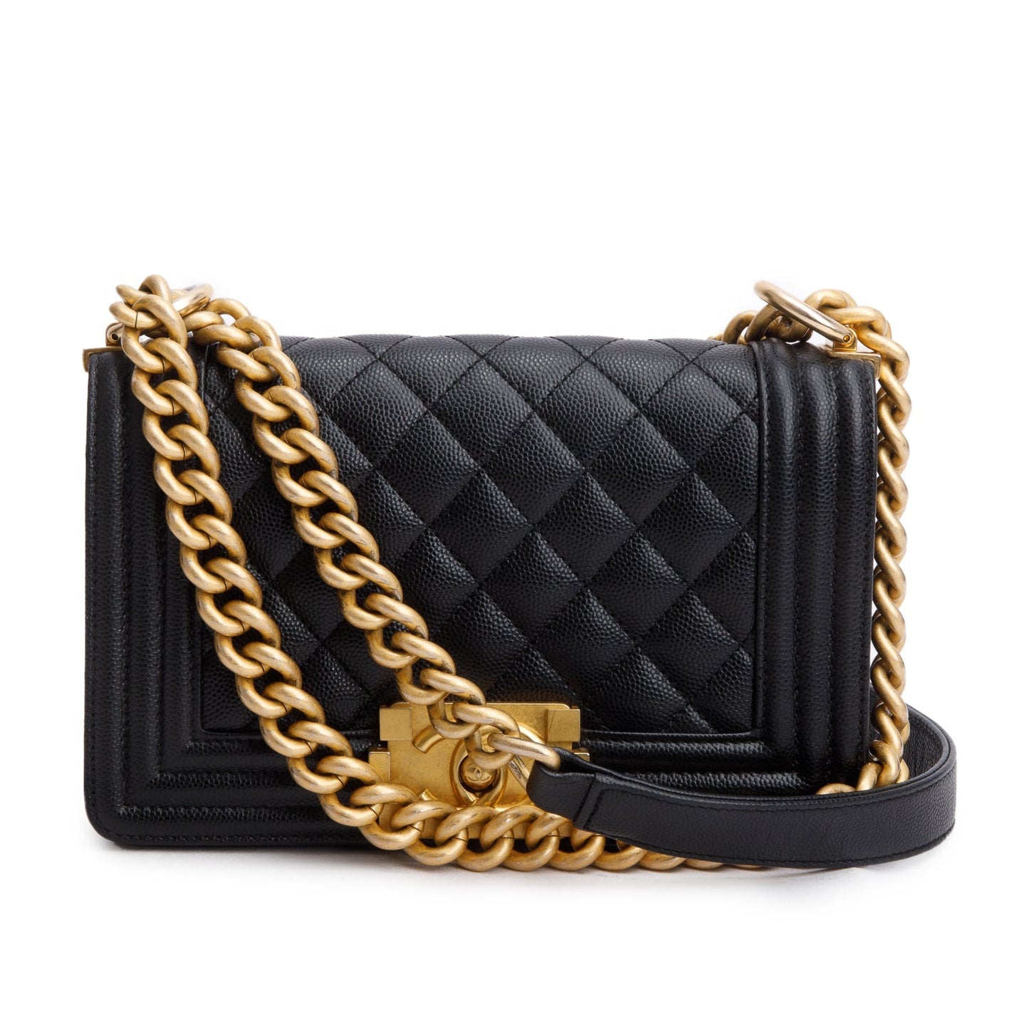 Chanel Caviar Boy Leather Black Travel Bag W Receipt