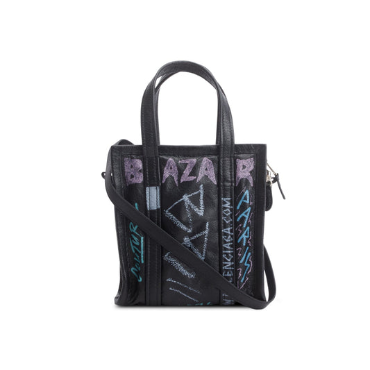 Balenciaga Agneau Graffiti All Over Xs Shopper Tote Leather Tote Bag