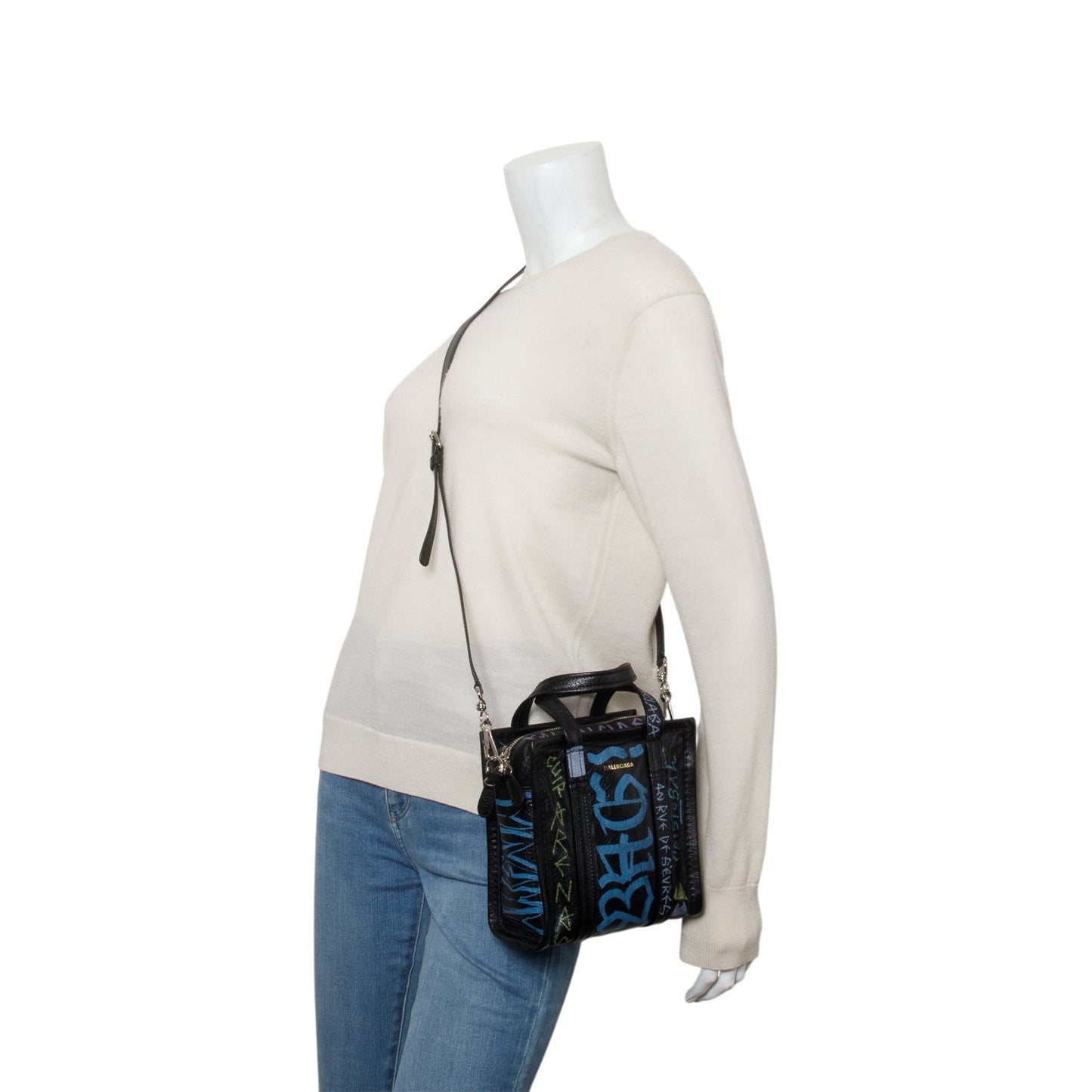 Balenciaga Agneau Graffiti All Over Xs Shopper Tote Leather Tote Bag