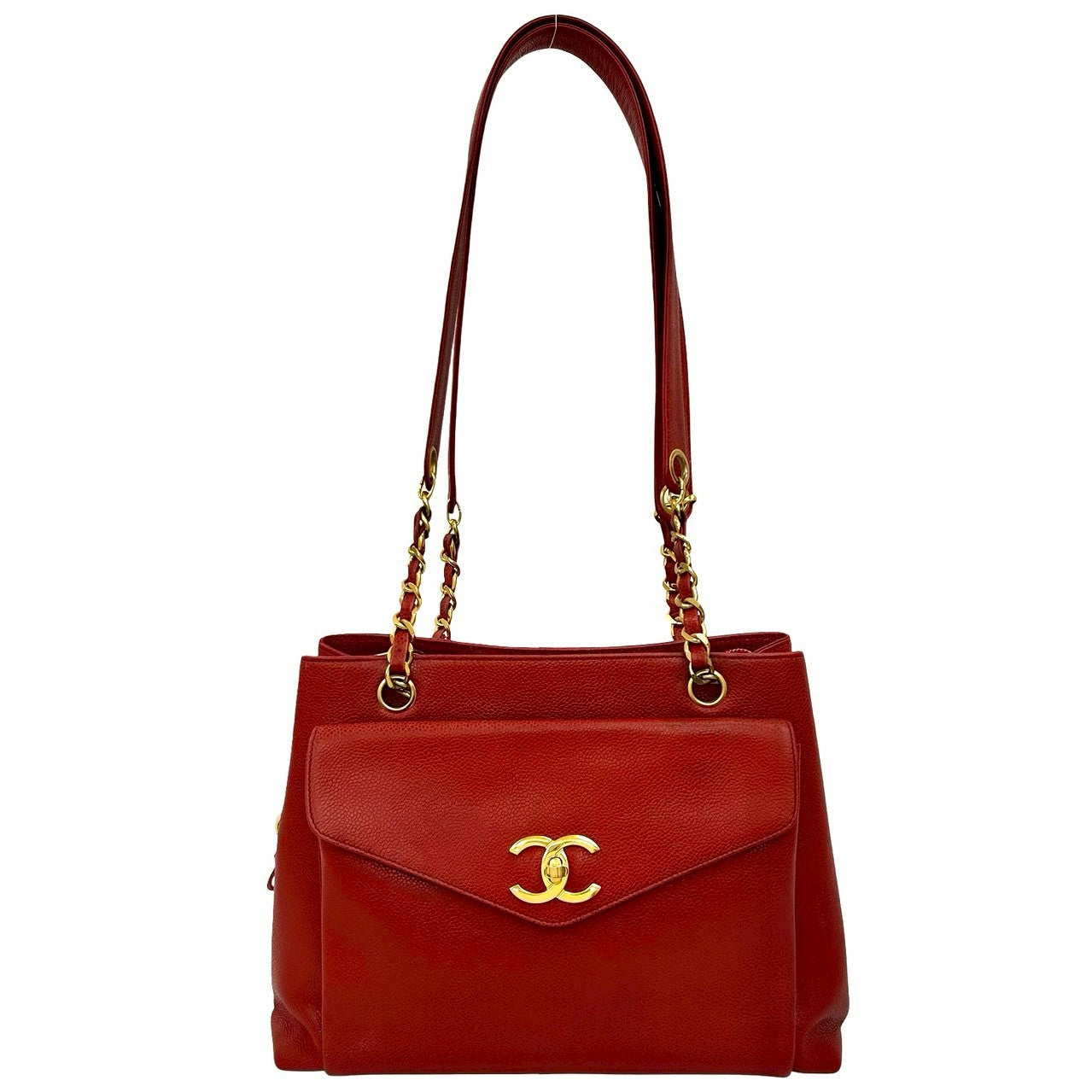 Chanel Matt caviar skin Red Tote Bag