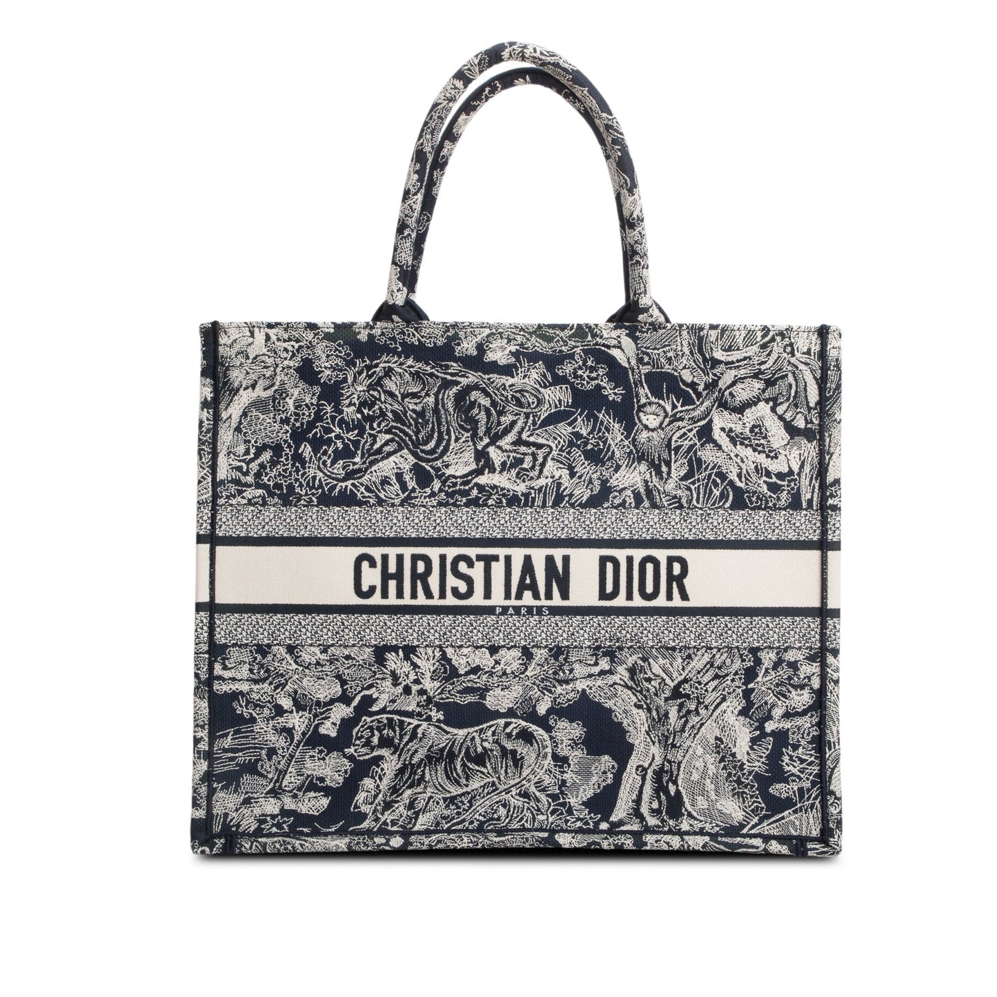 Dior Christian Embroidered iviera Toile De Jouy Reverse Canvas Tote Bag