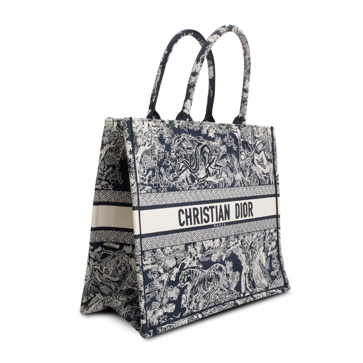 Dior Christian Embroidered iviera Toile De Jouy Reverse Canvas Tote Bag