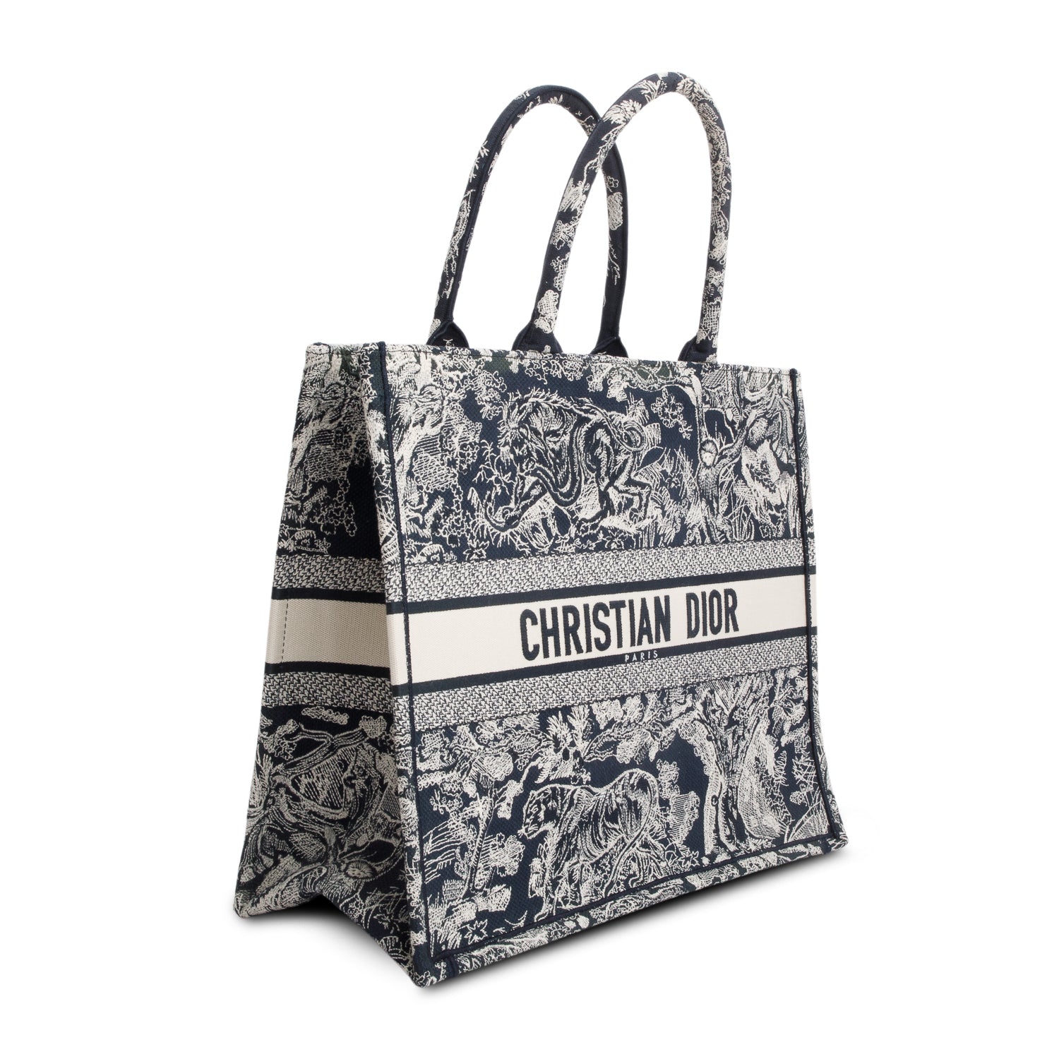 Dior Christian Embroidered iviera Toile De Jouy Reverse Canvas Tote Bag