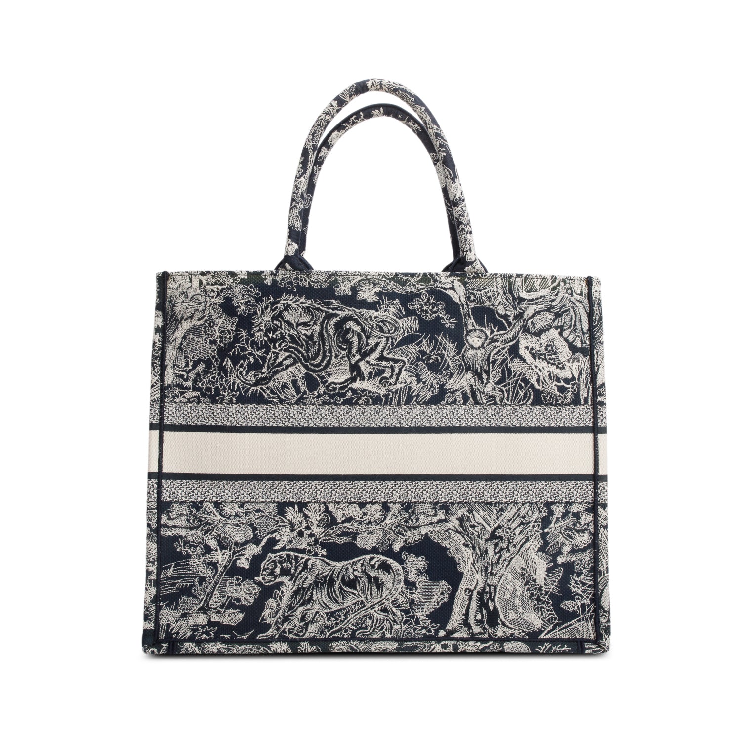 Dior Christian Embroidered iviera Toile De Jouy Reverse Canvas Tote Bag
