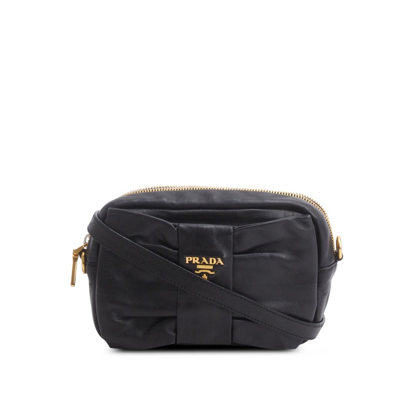 Prada Nappa Fiocco Bow Crossbody Clutch Handbag Black Crossbody Bag