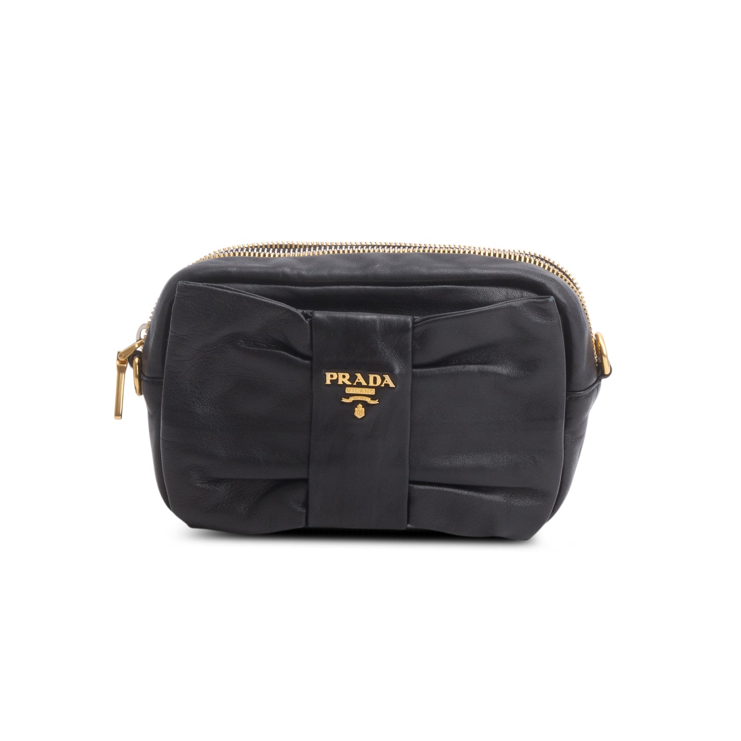 Prada Nappa Fiocco Bow Crossbody Clutch Handbag Black Crossbody Bag