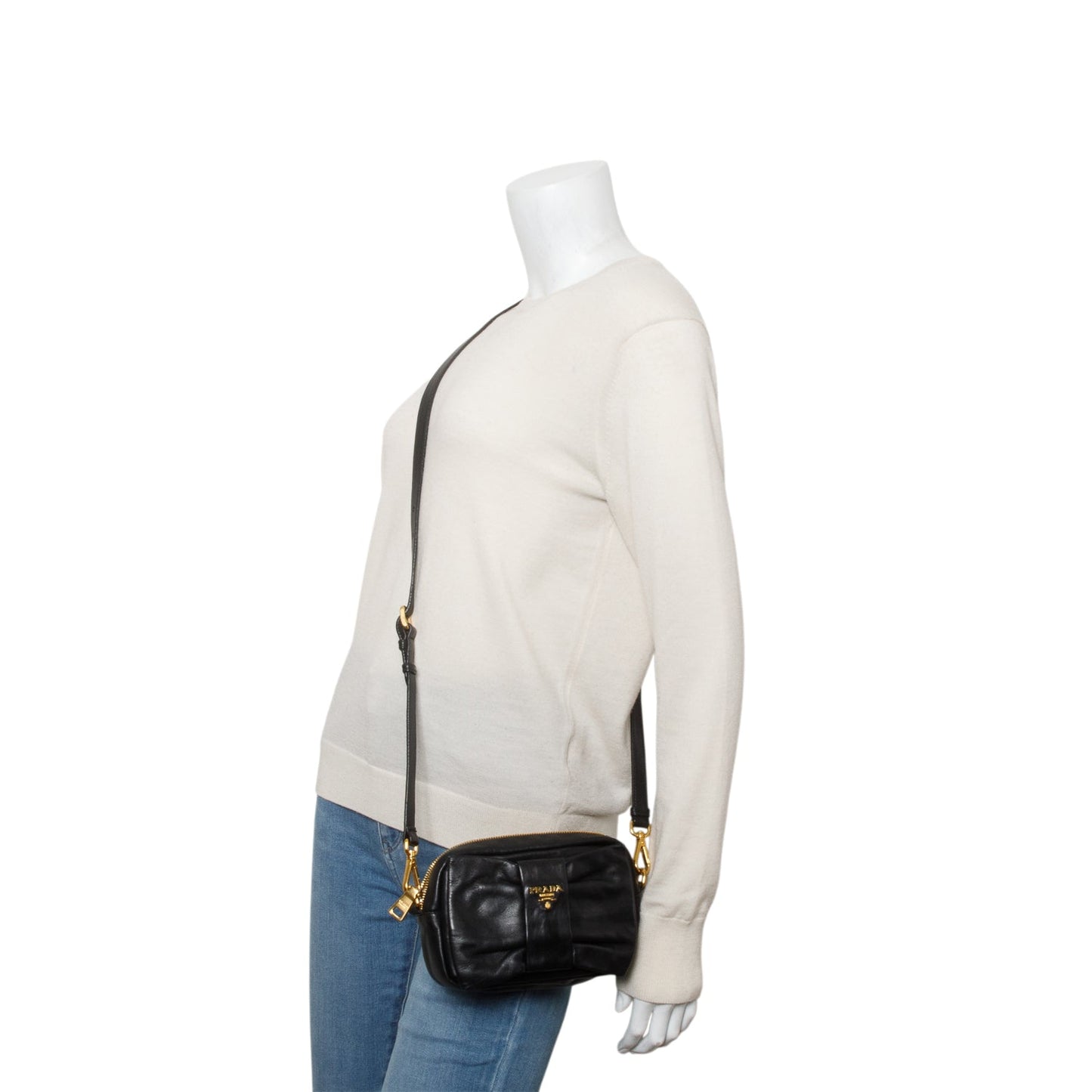 Prada Nappa Fiocco Bow Crossbody Clutch Handbag Black Crossbody Bag