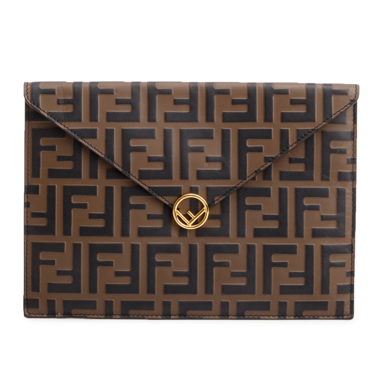 Fendi Vitello Ceylon Ff Embossed Ff Diamonds Flat Brown Shoes