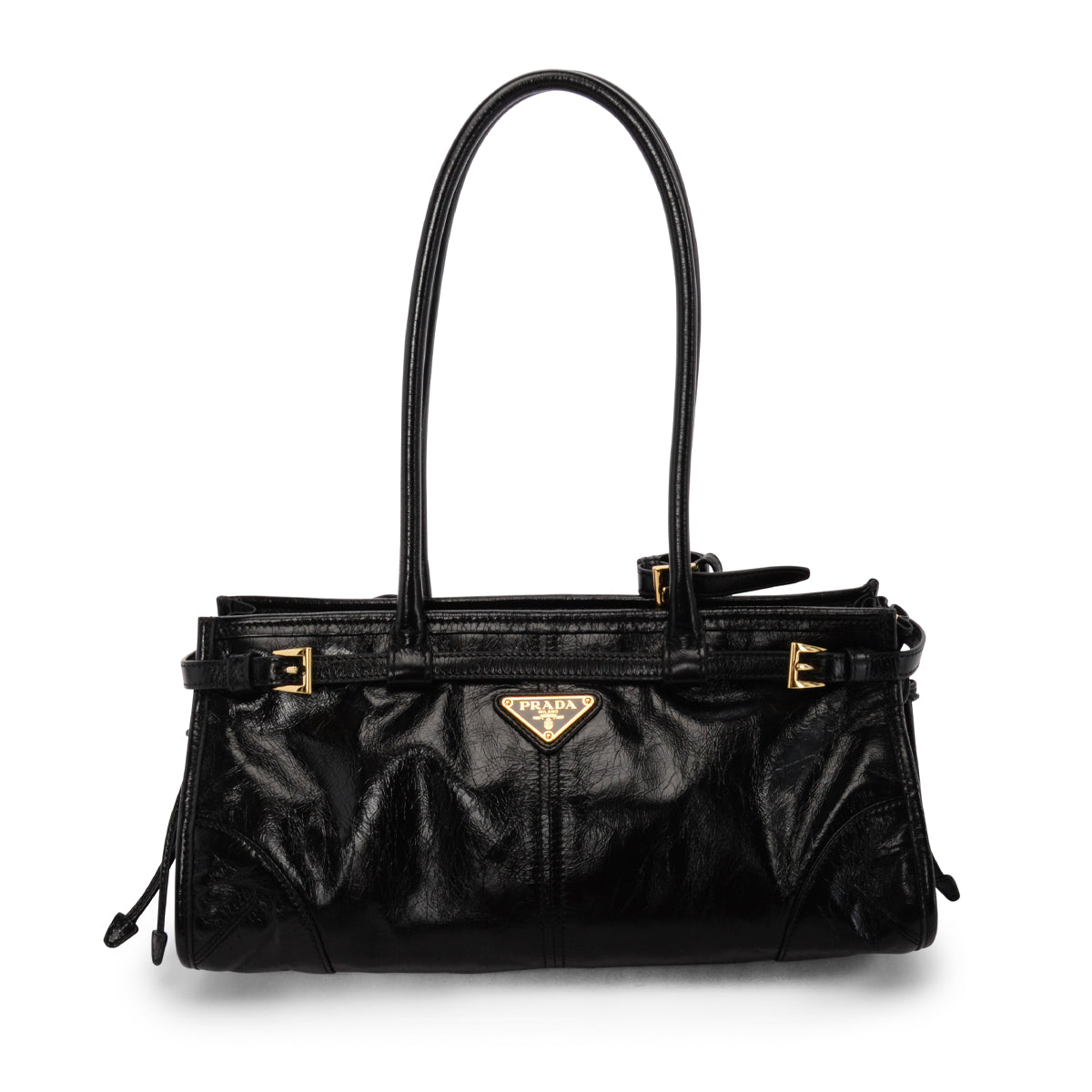 Prada Glossy Bonnie Bag Leather Black Medium Shoulder Bag
