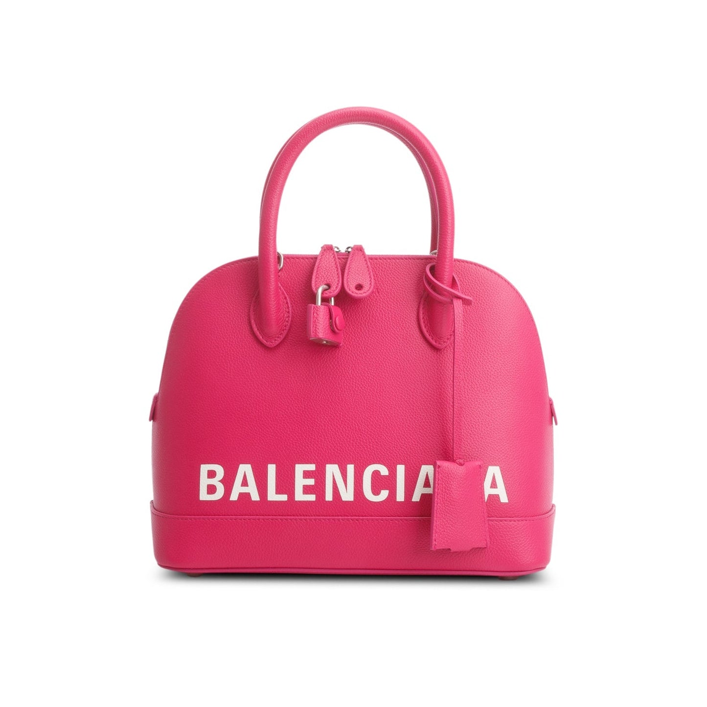 Balenciaga Signature Grained Calfskin Ville Top Handle Bag Pink Logo Travel Bag