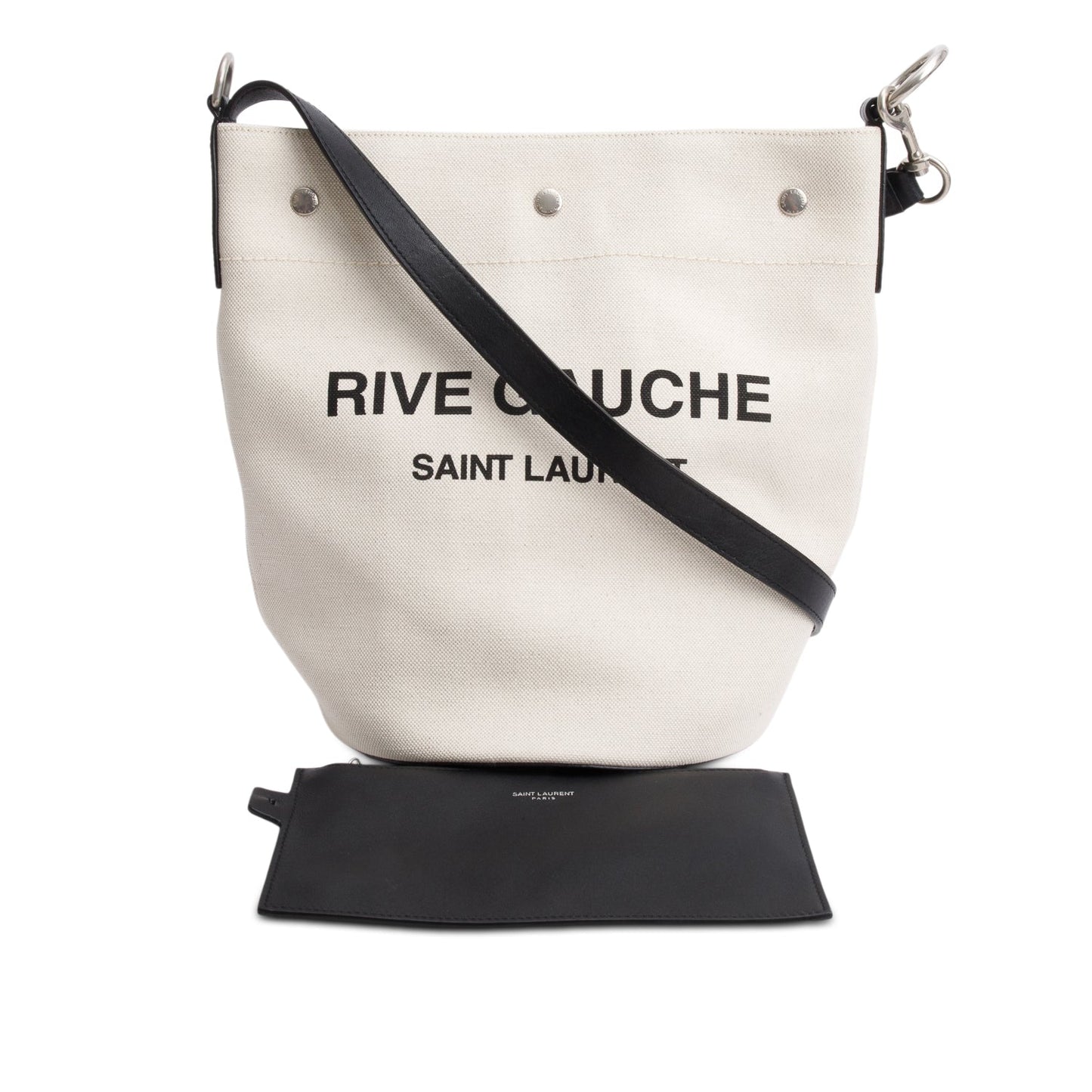 YSL Saint Laurent Linen Rive Gauche Bag Beige Bucket Bucket Bag