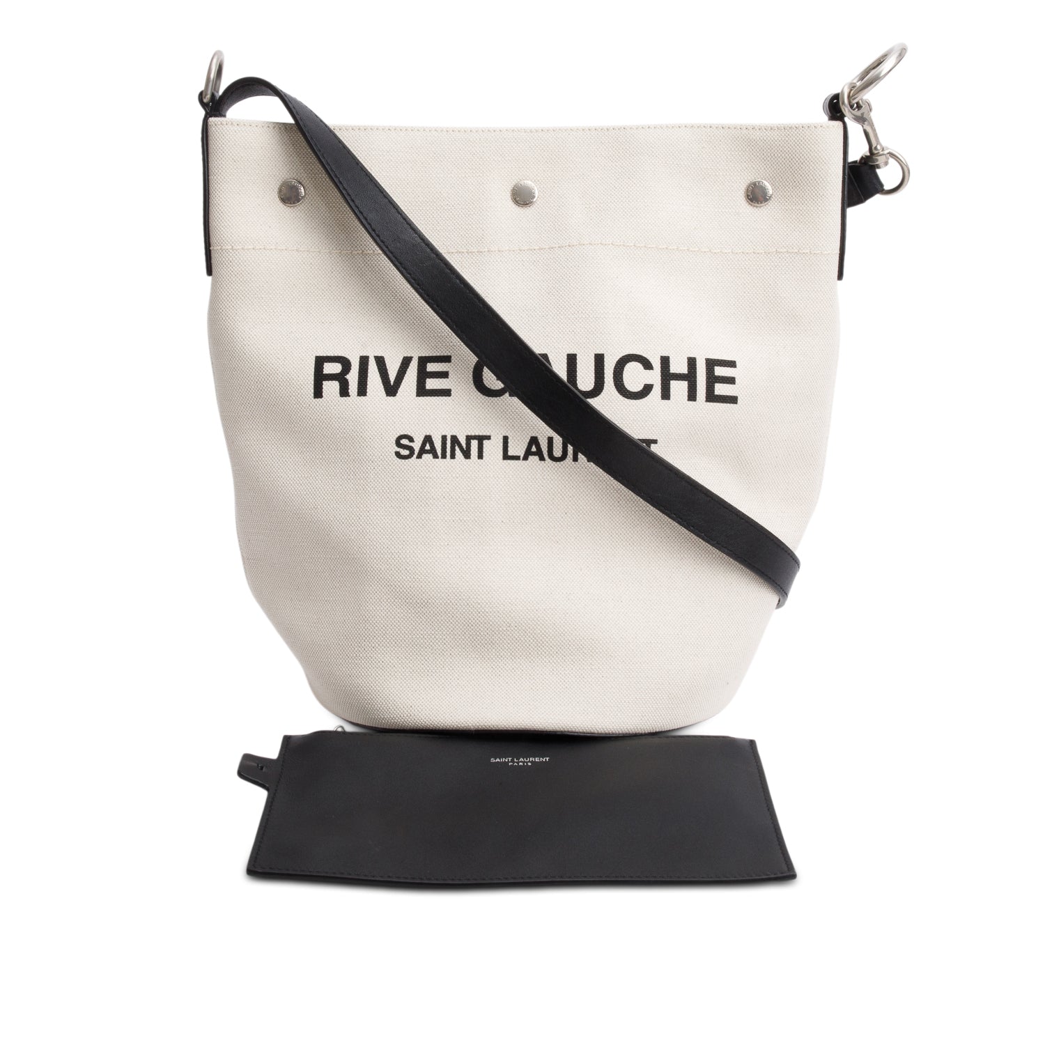 YSL Saint Laurent Linen Rive Gauche Bag Beige Bucket Bucket Bag