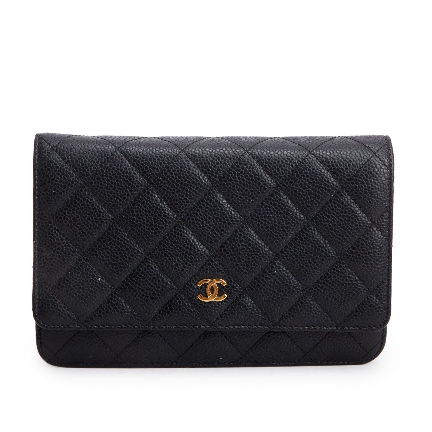 Chanel Quilted Caviar Classic on Leather Black Wallet Case 17