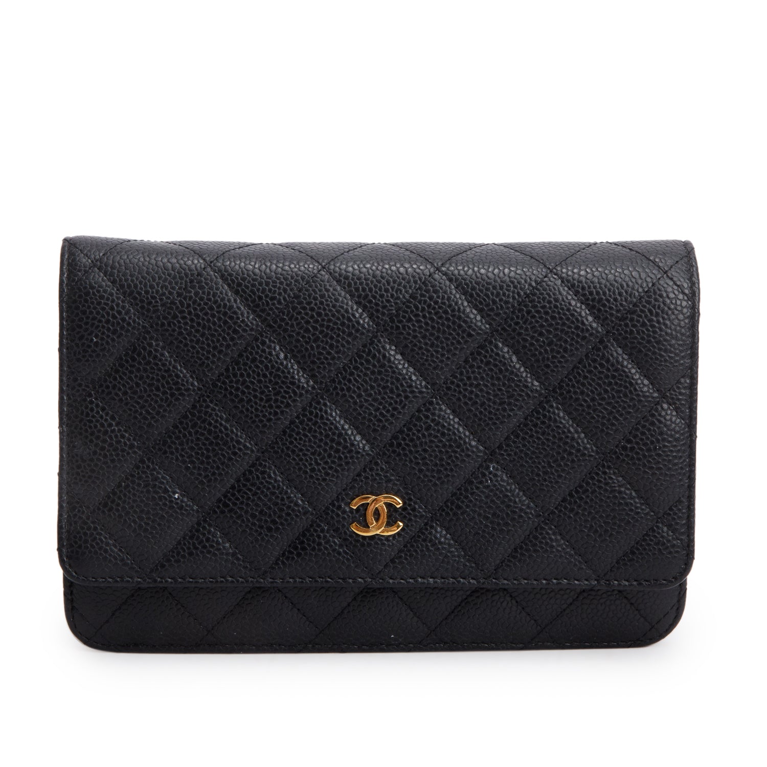 Chanel Quilted Caviar Classic on Leather Black Wallet Case 17